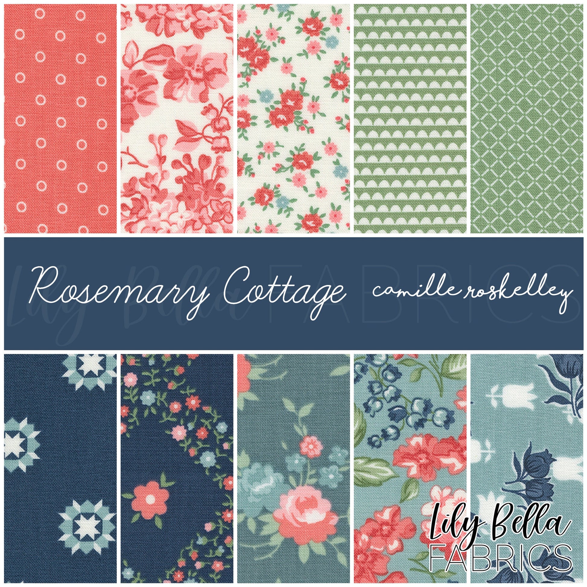 Rosemary Cottage Fabric Collection by Camille Roskelley for Moda at Lily Bella Fabrics