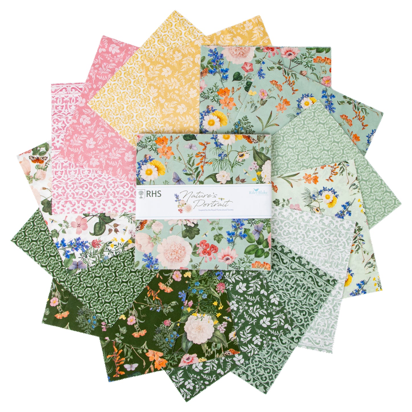 Nature's Portrait 10 Inch Stacker (42 pieces) by The Royal Horticultural Society for Riley Blake Designs (10-15670-42)