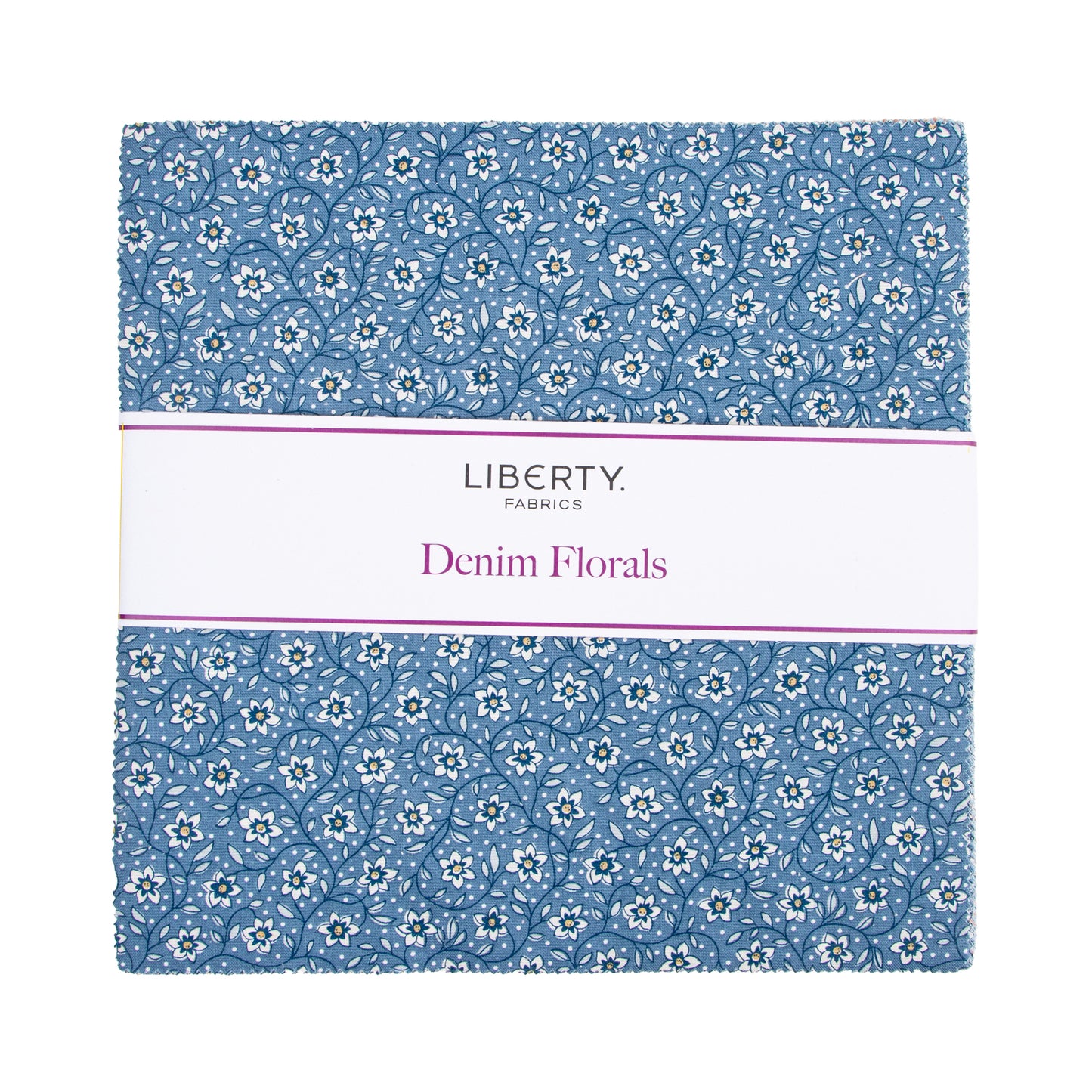 Denim Florals 10 Inch Stacker (42 pcs) by Liberty Fabrics for Riley Blake Designs
