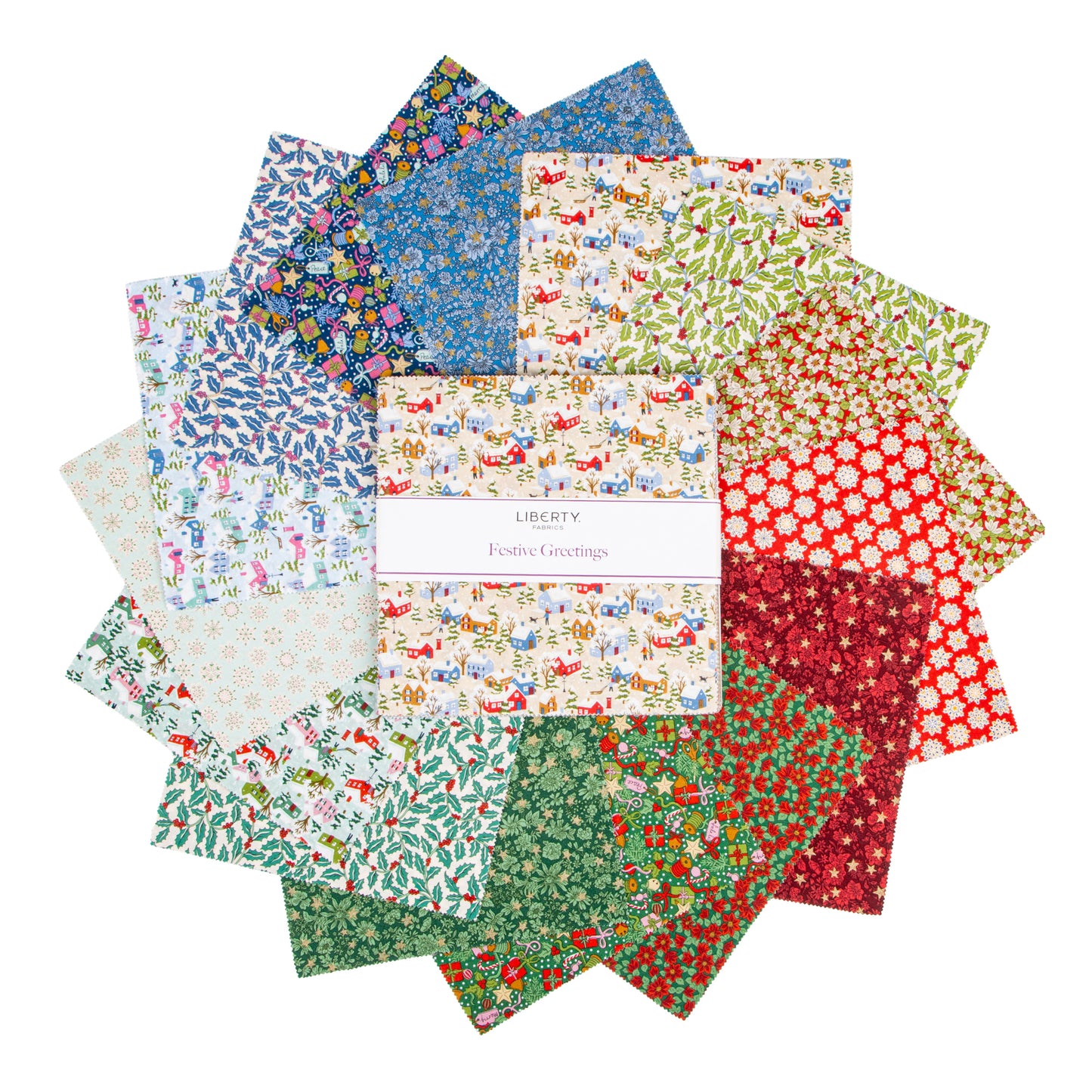 Festive Greetings 10 Inch Stacker (42 pieces) by Liberty Fabrics for Riley Blake Designs (10-LFESGREET-42)