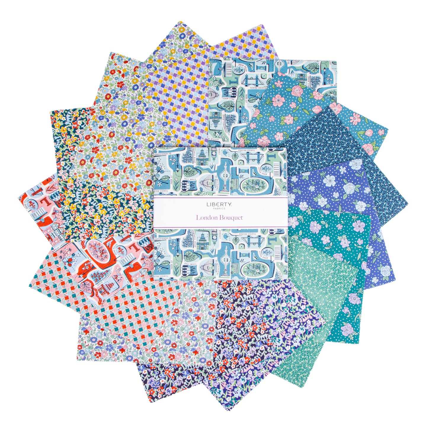 London Bouquet 10 Inch Stacker (42 pcs) by Liberty Fabrics for Riley Blake Designs