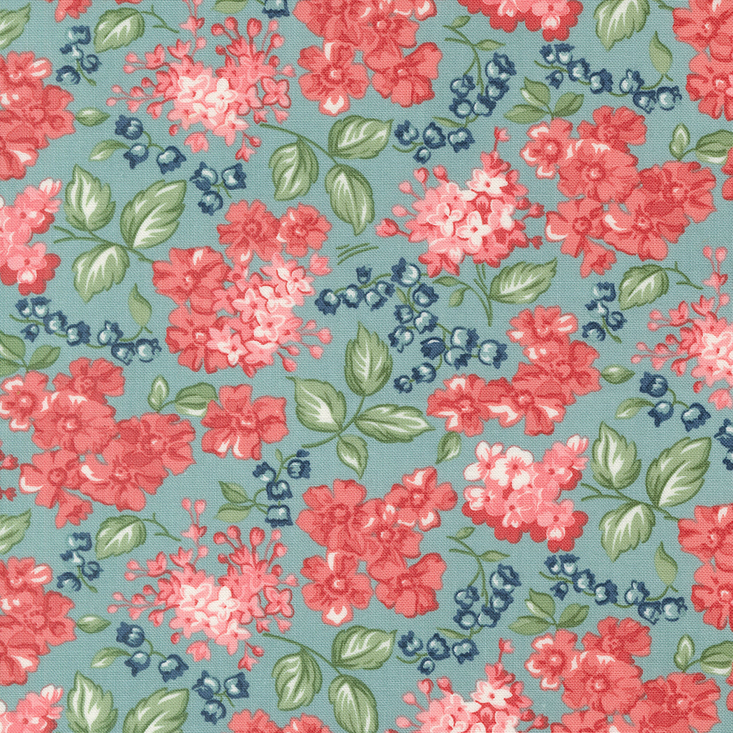 Blooms in Sky - 1/2 Yard - Rosemary Cottage by Camille Roskelley for Moda (55312 16)