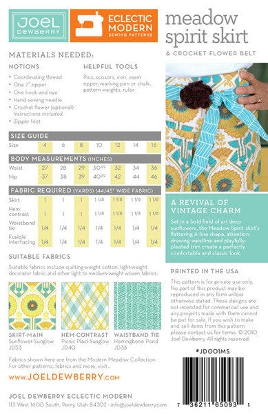 Meadow Spirit Skirt - Sewing Pattern - Joel Dewberry