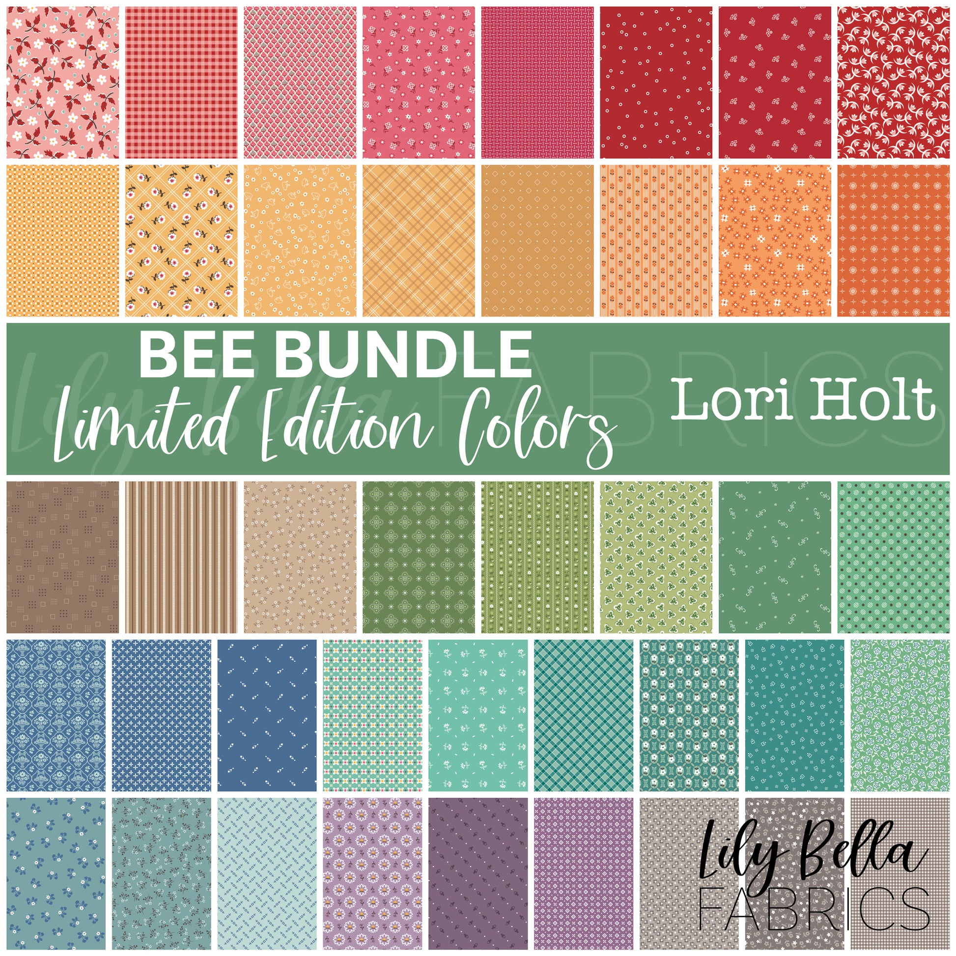 Bee Bundle Limited Edition Colors Rolie Polie (40 pieces) by Lori Holt for Riley Blake Designs (RP-15570-40)