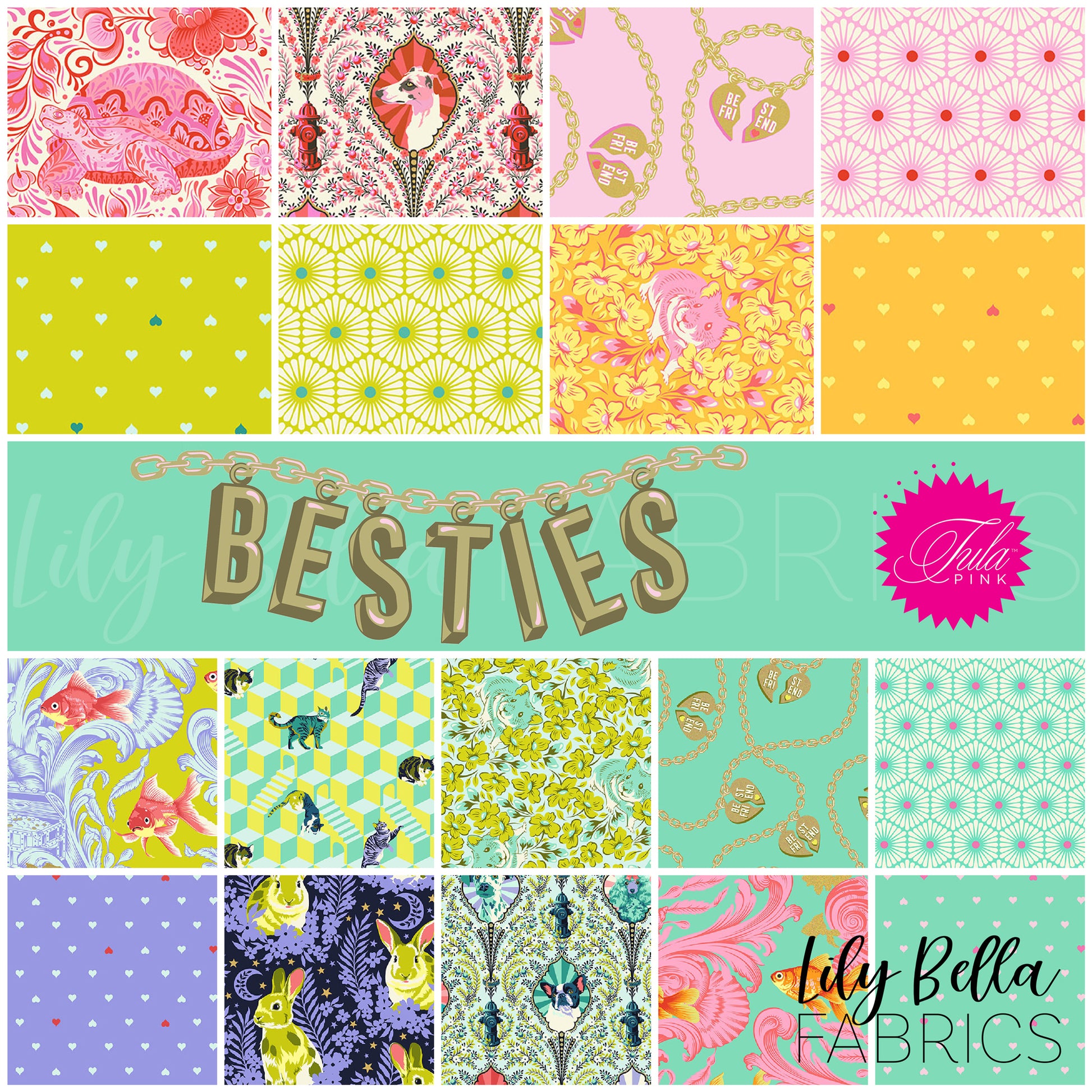 Besties Fat Eighth Bundle (18 pieces) by Tula Pink for FreeSpirit (TP.BESTIES.18FE)
