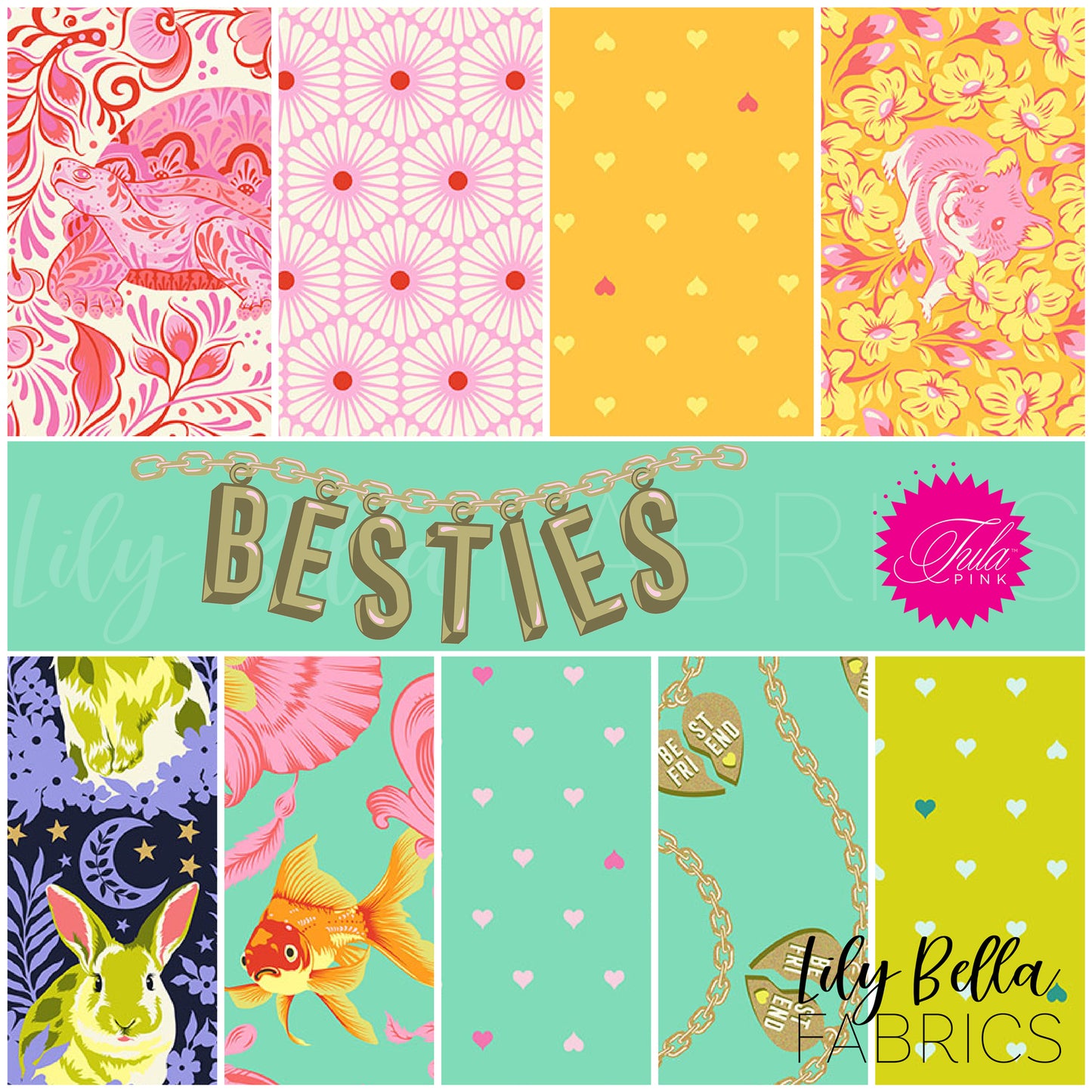 Besties Fat Eighth Bundle (9 pcs) by Tula Pink for FreeSpirit