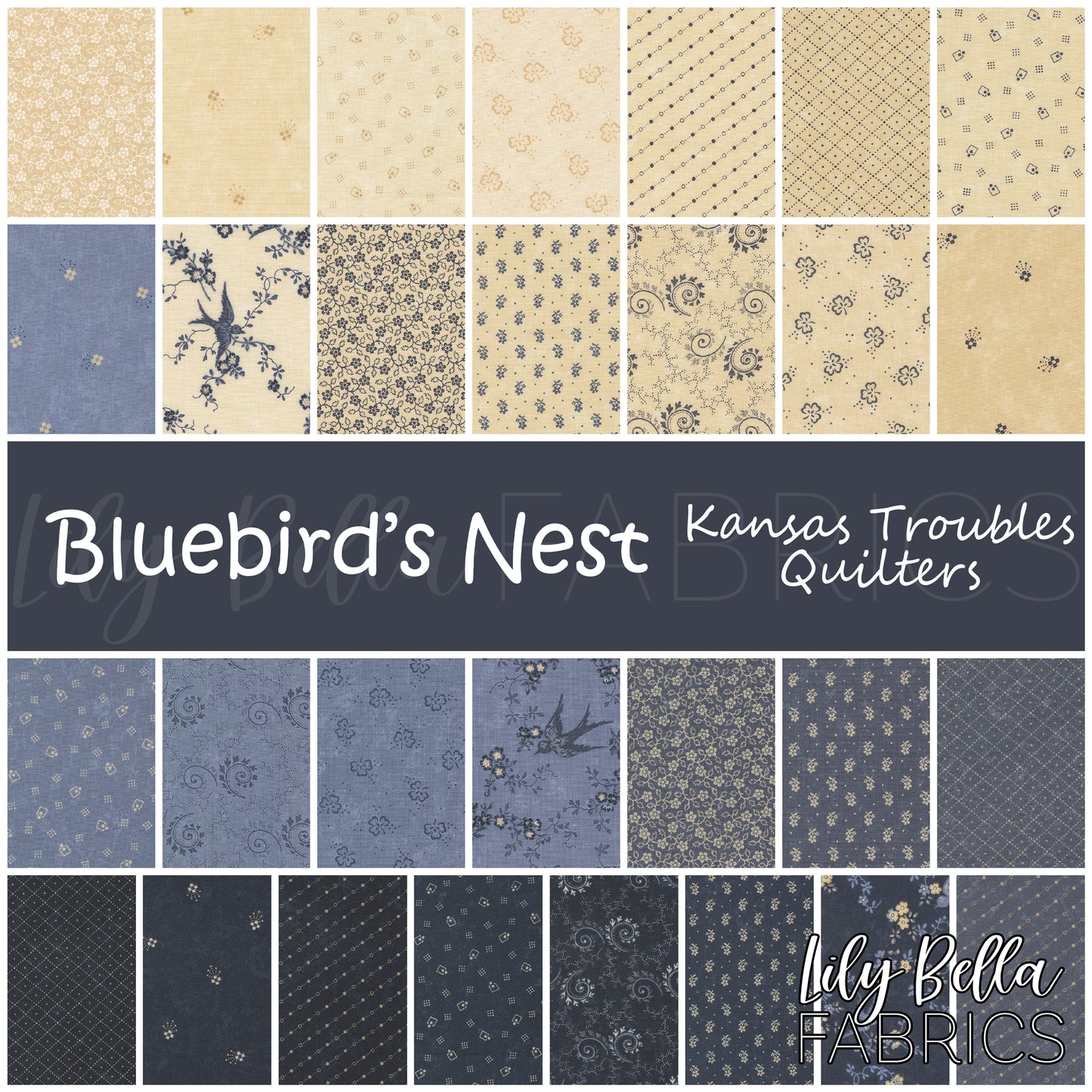 Bluebird's Nest Jelly Roll (40 pcs) by Kansas Troubles Quilters for Moda
