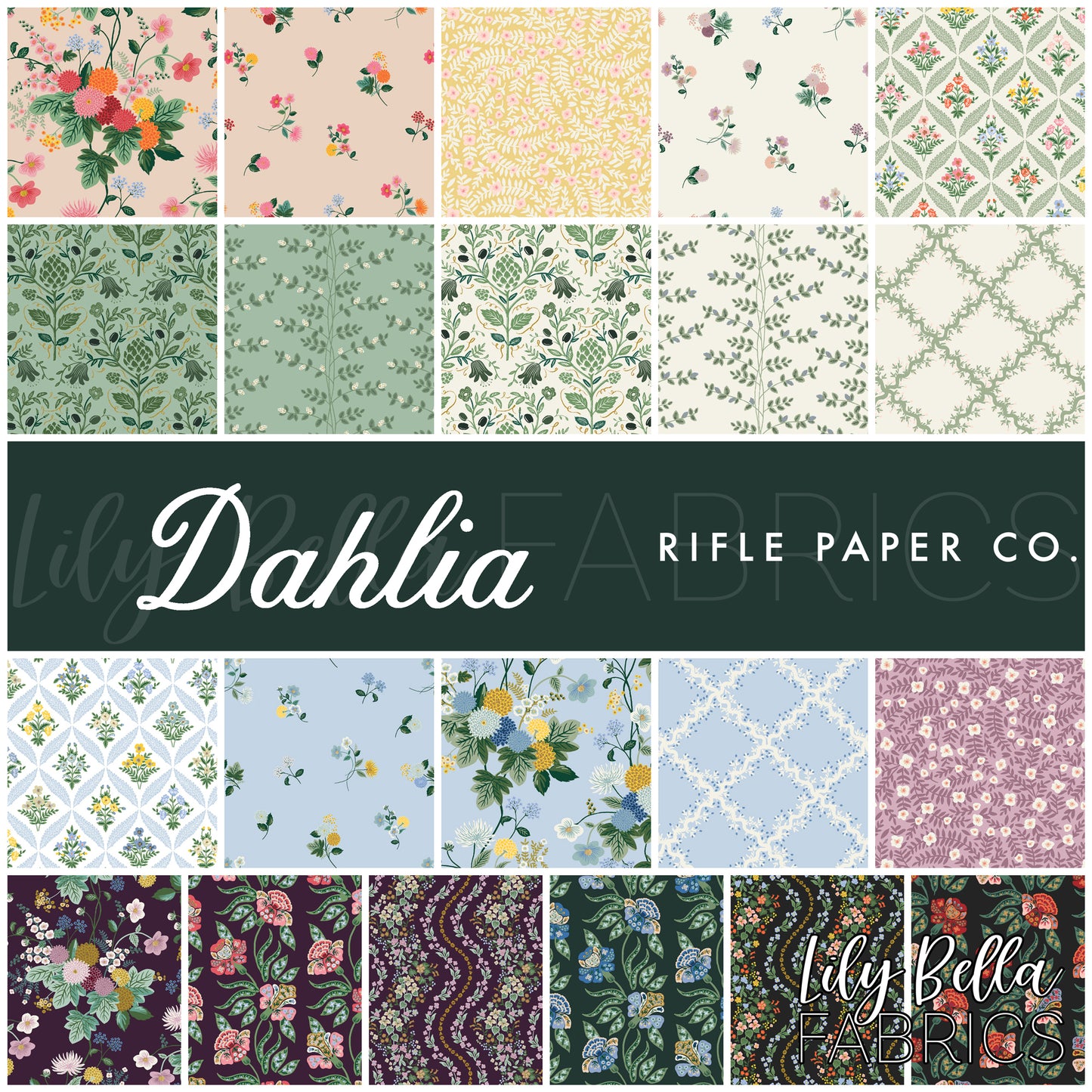 Dahlia Fat Quarter Bundle (21 pcs) by Rifle Paper Co. for Cotton+Steel