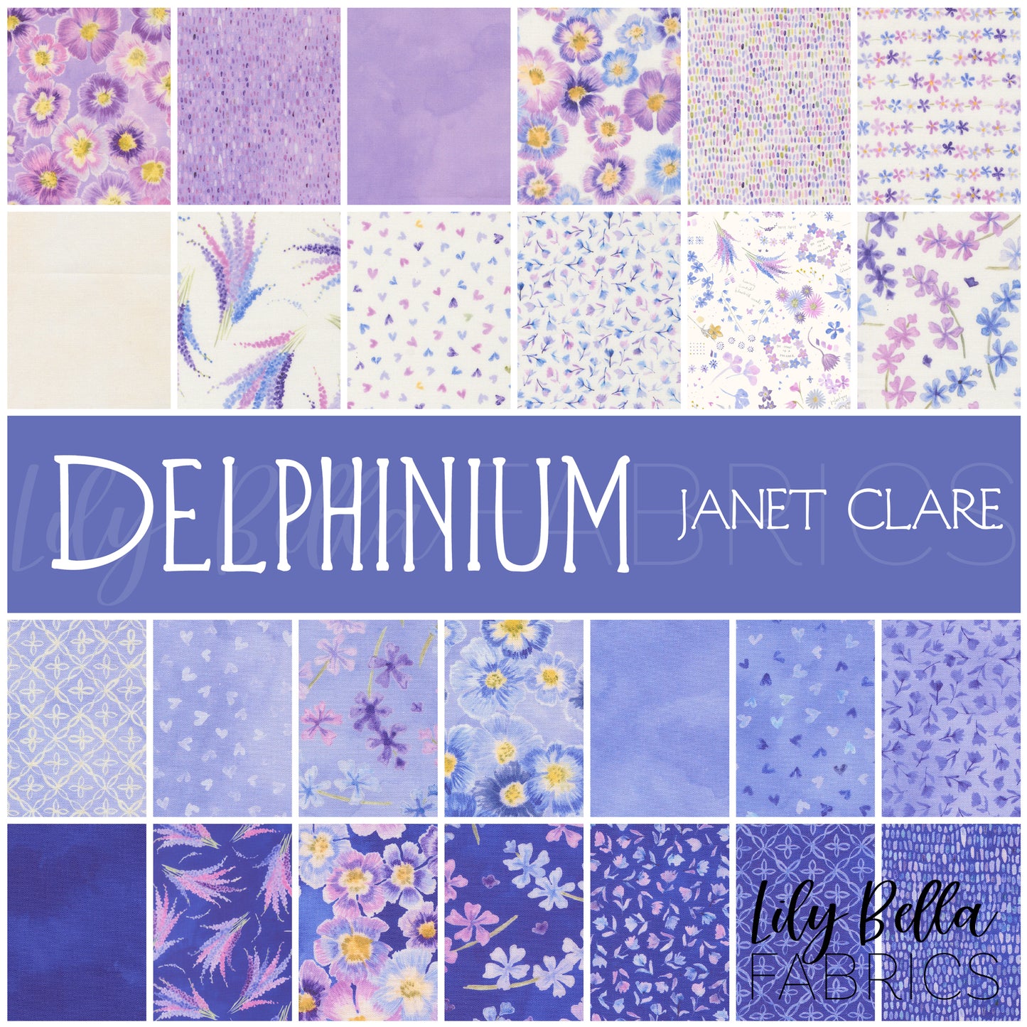 Delphinium Layer Cake (42 pcs) by Janet Clare for Moda
