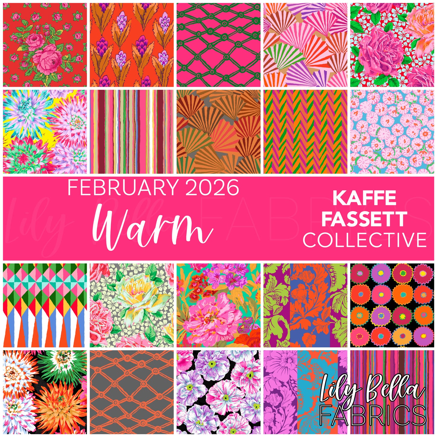 Warm - February 2026 Design Roll (40 pcs) by Kaffe Fassett Collective for FreeSpirit