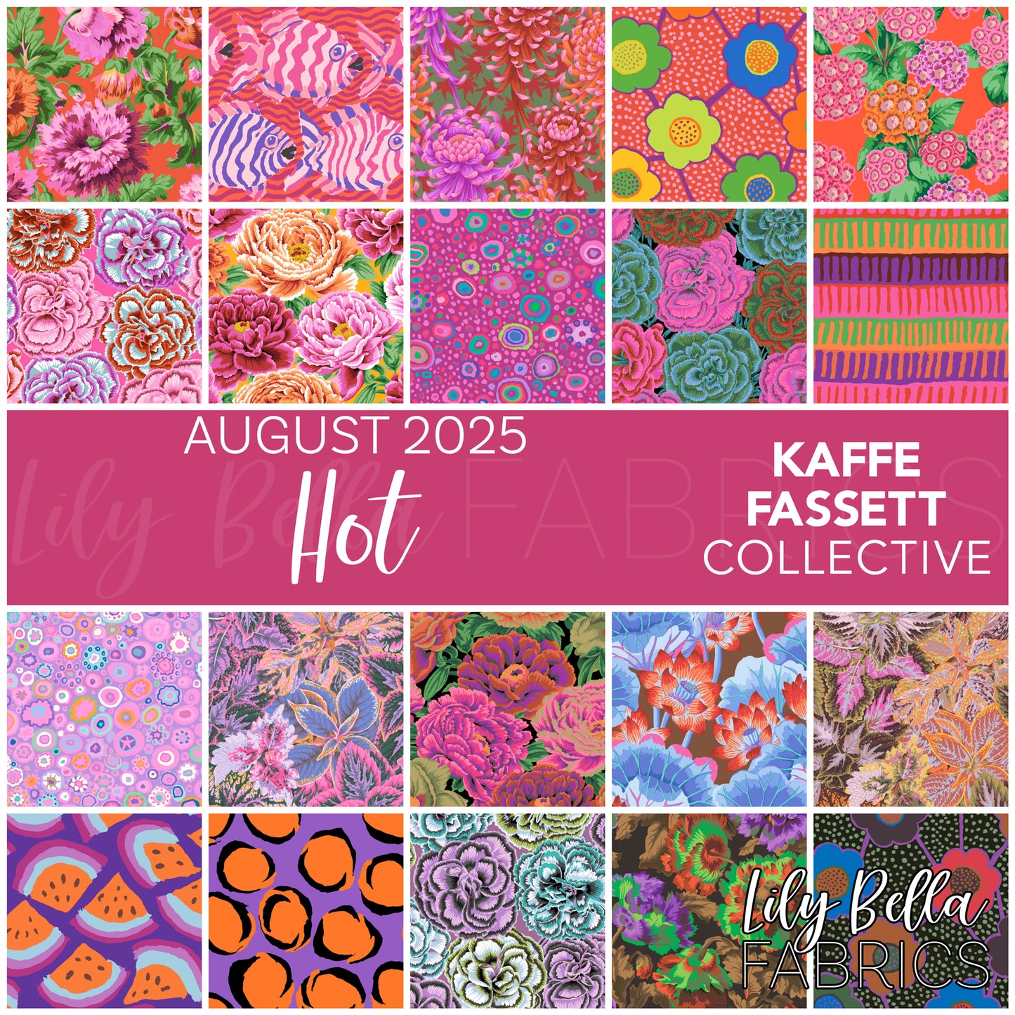 Hot - August 2025 Design Roll (40 pcs) by Kaffe Fassett Collective for FreeSpirit