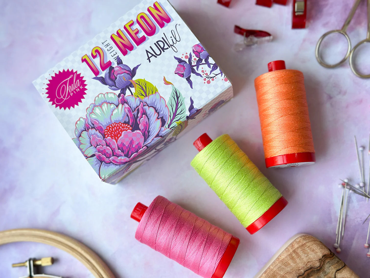 12WT Neon Thread Kit (3 large spools) by Tula Pink for Aurifil (TP12NC3)