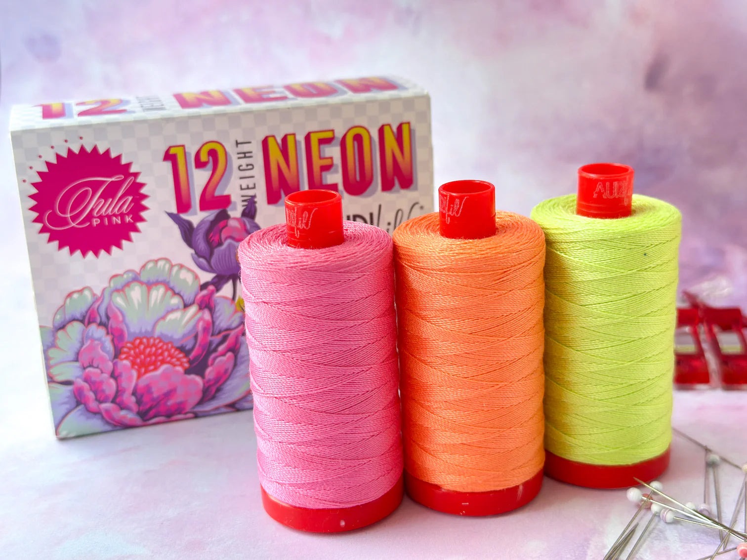 12WT Neon Thread Kit (3 large spools) by Tula Pink for Aurifil (TP12NC3)