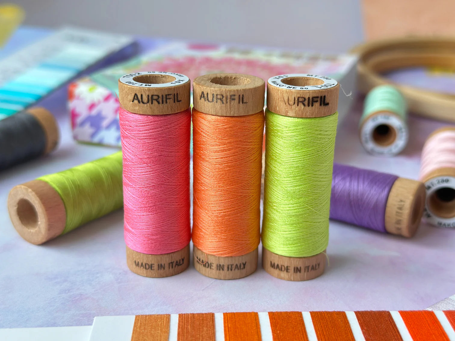 80WT + Neon Thread Thread Kit (10 small spools) by Tula Pink for Aurifil (TP80UD10)