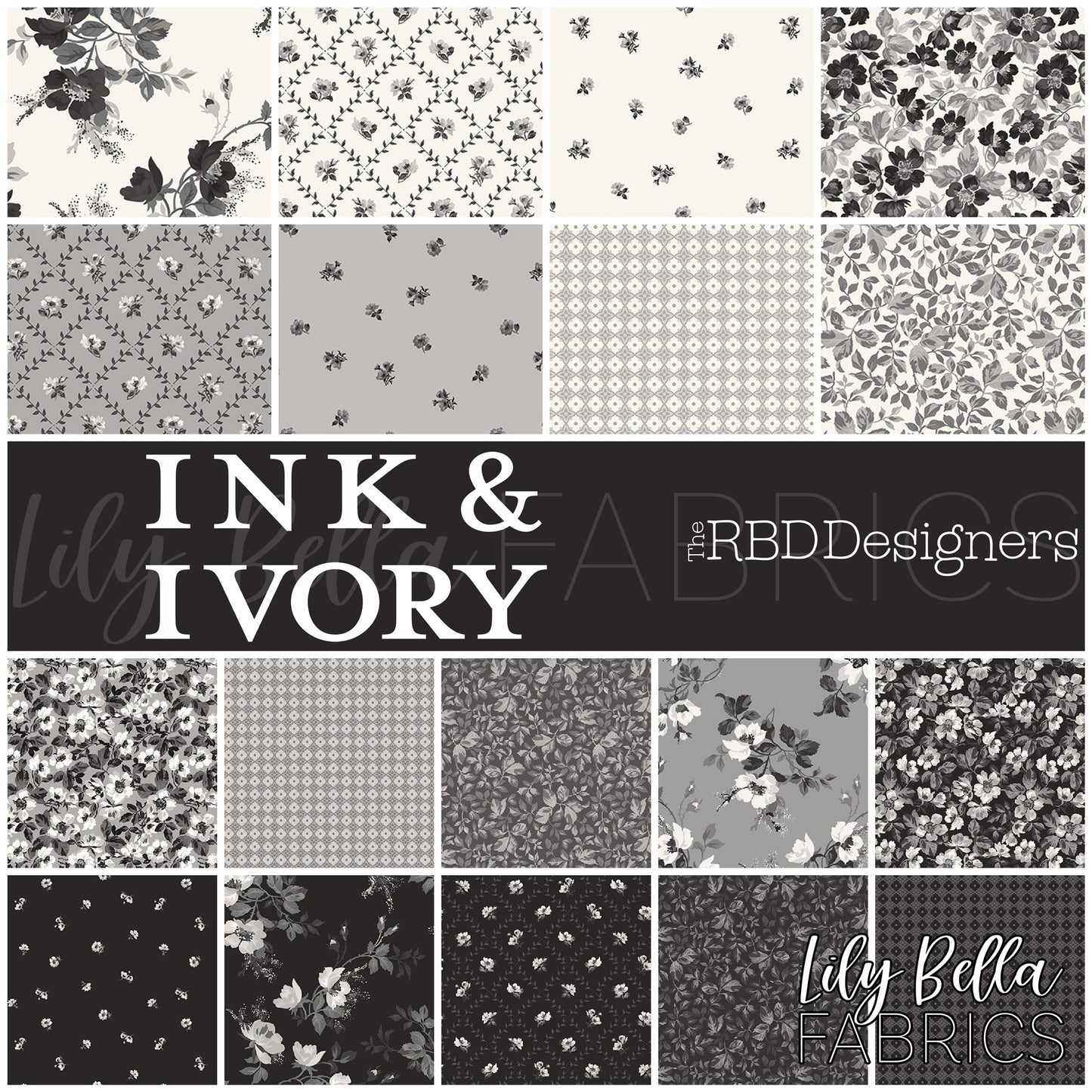 Ink and Ivory Rolie Polie (40 pcs) by The RBD Designers for Riley Blake Designs