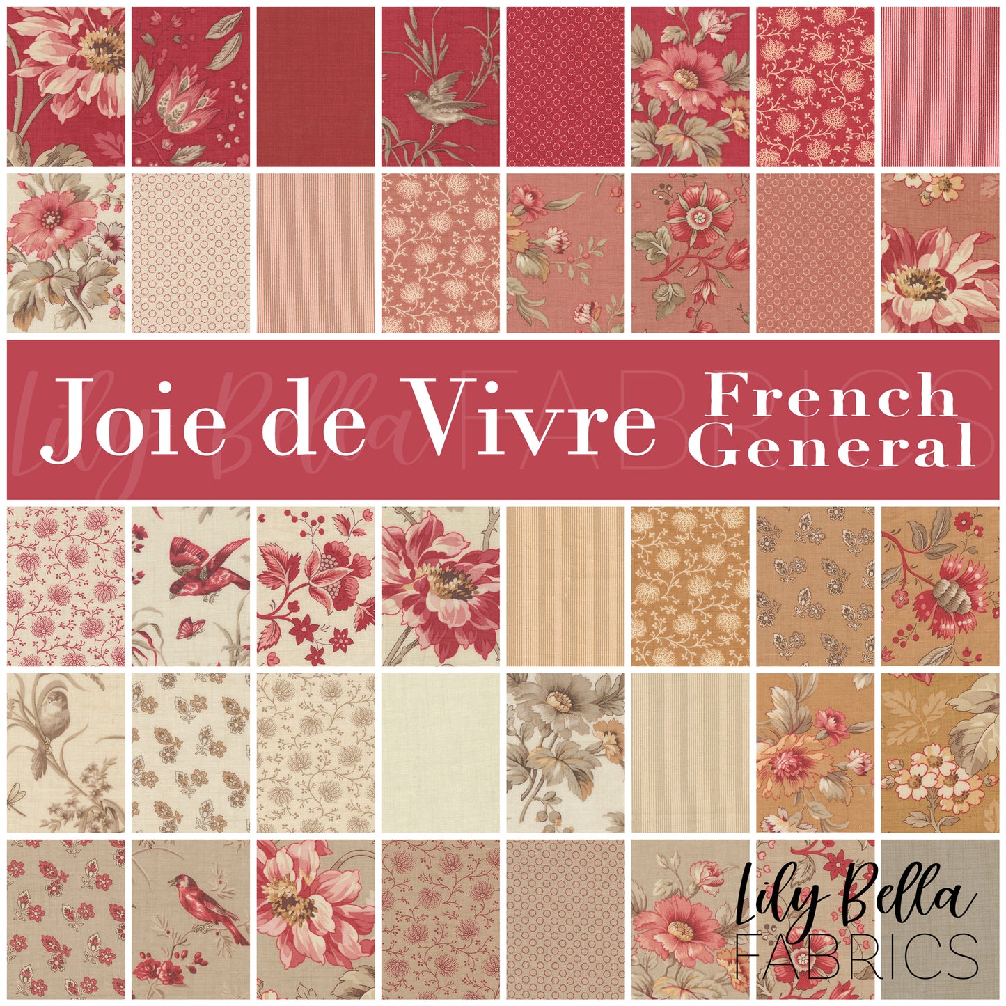 Joie de Vivre Fat Eighth Bundle (40 pcs) by French General for Moda