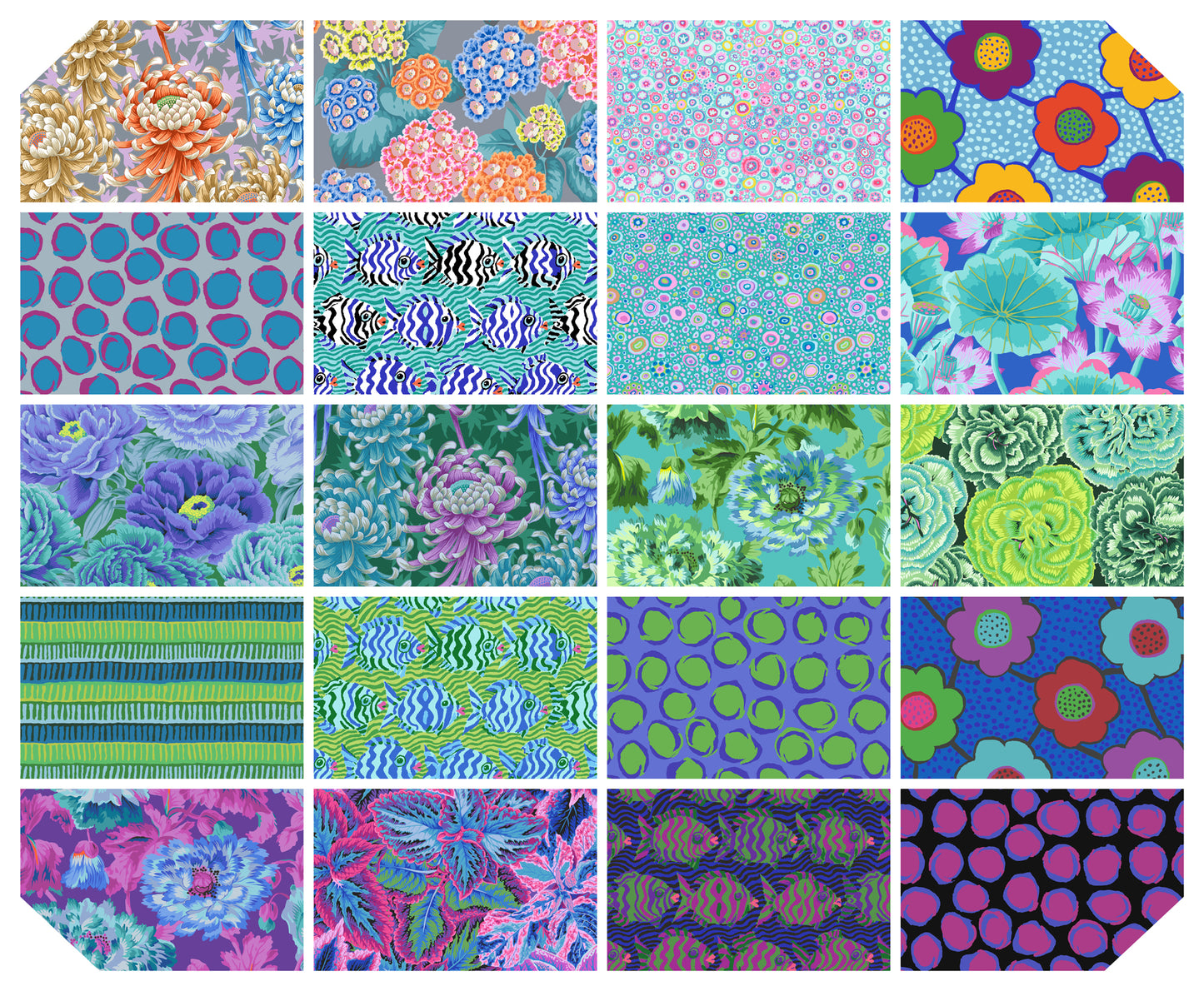 Cool - August 2025 Fat Quarter Bundle (20 pcs) by Kaffe Fassett Collective for FreeSpirit