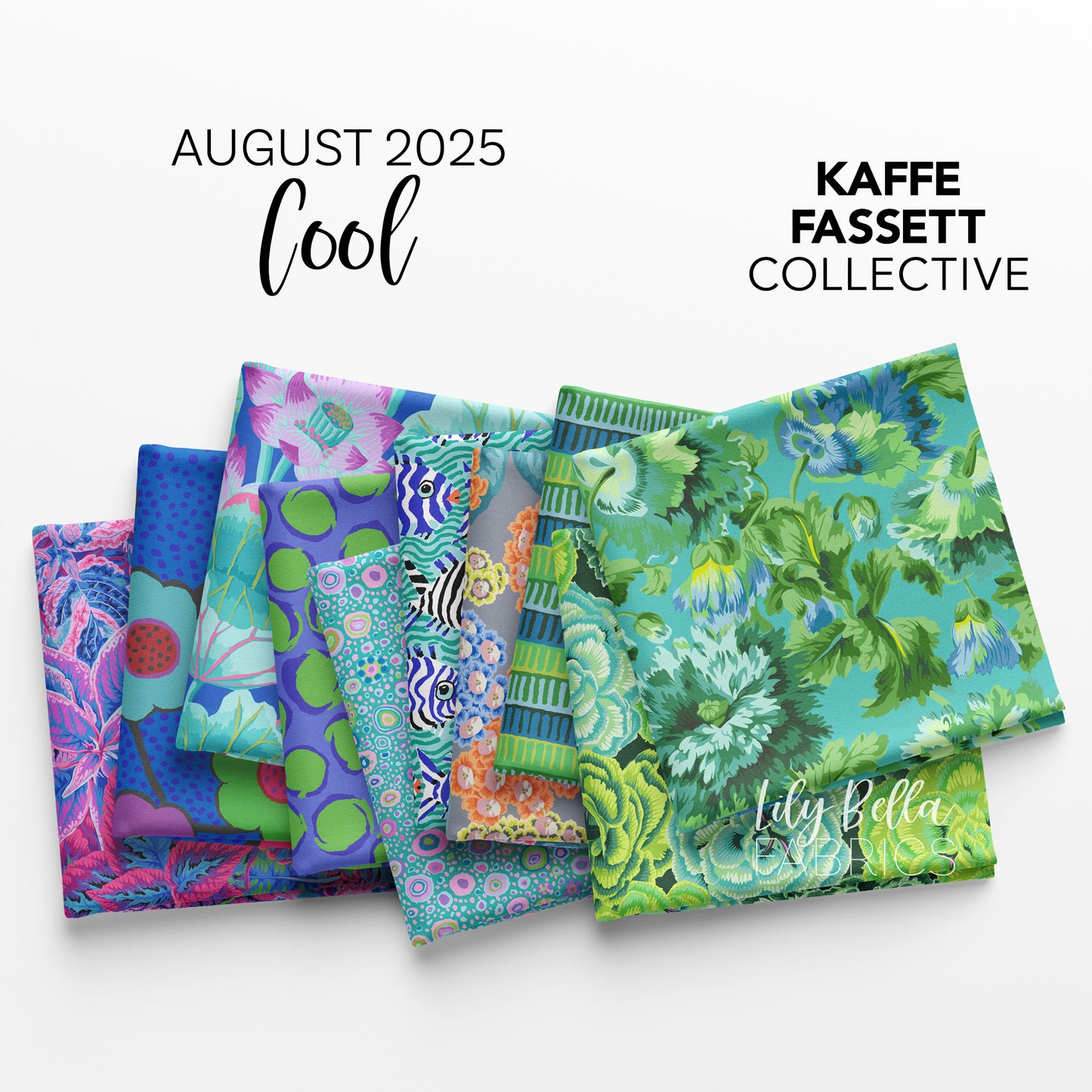 Cool - August 2025 Fat Quarter Bundle (20 pcs) by Kaffe Fassett Collective for FreeSpirit