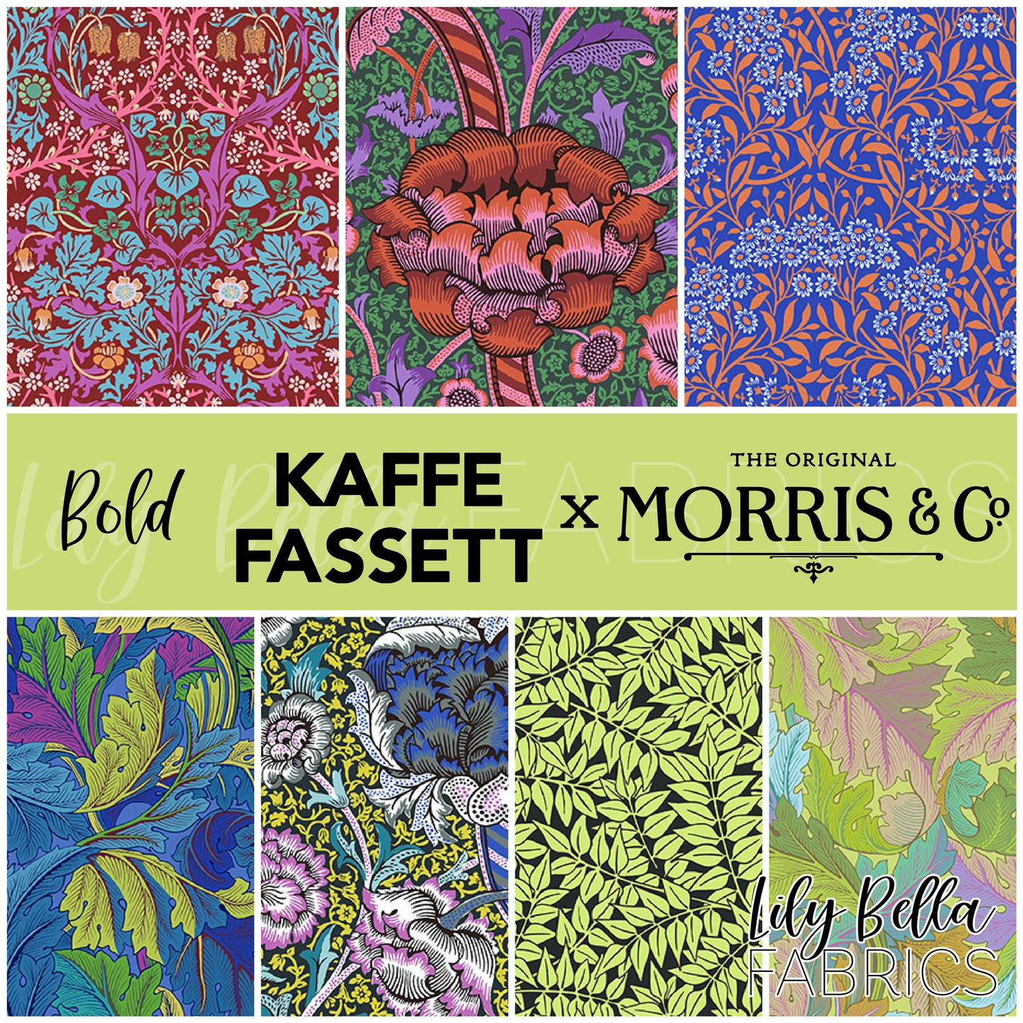 Bold - Kaffe Fassett x Morris and Co. Fabric Collection for FreeSpirit at Lily Bella Fabrics