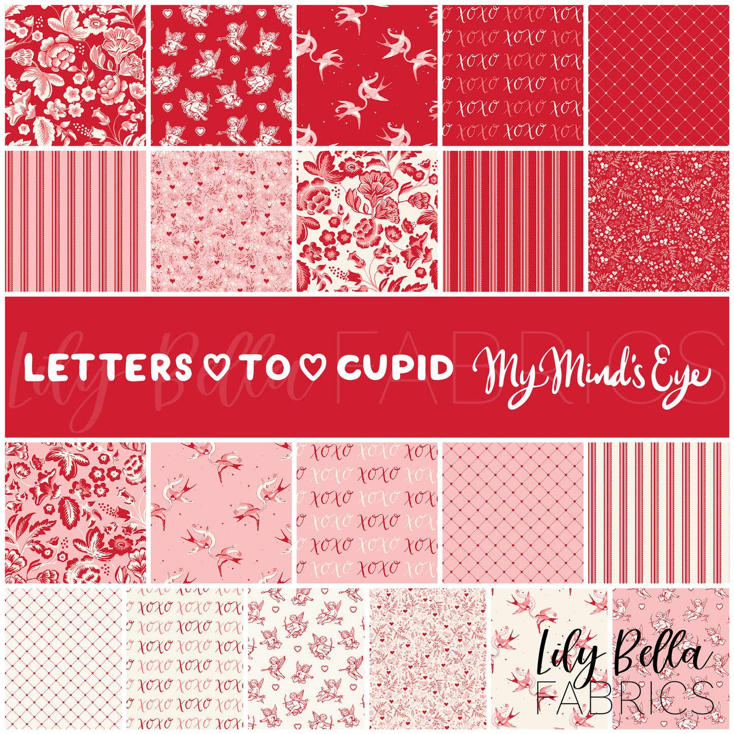 Letters to Cupid Fabric Collection by My Mind's Eye for Riley Blake Designs at Lily Bella Fabrics