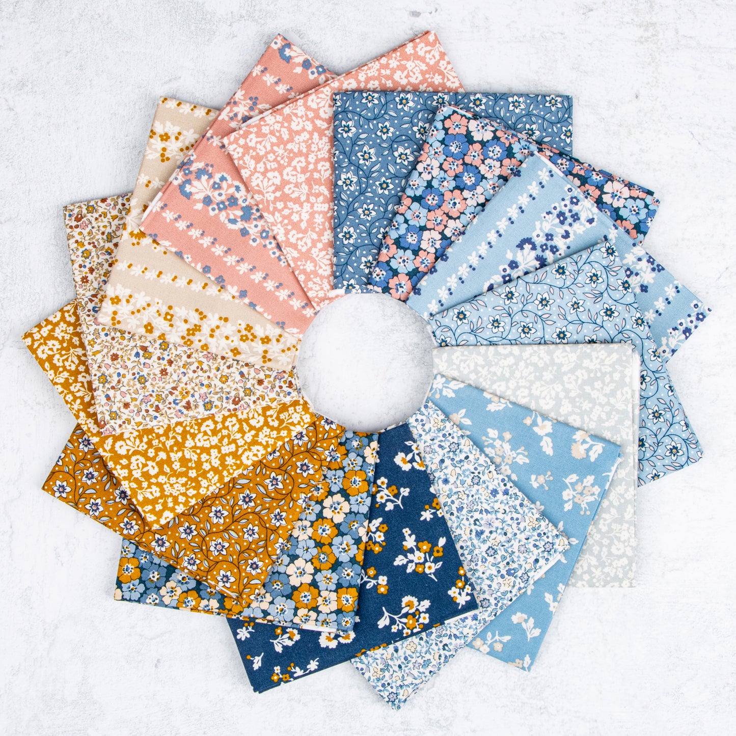 Denim Florals 10 Inch Stacker (42 pcs) by Liberty Fabrics for Riley Blake Designs
