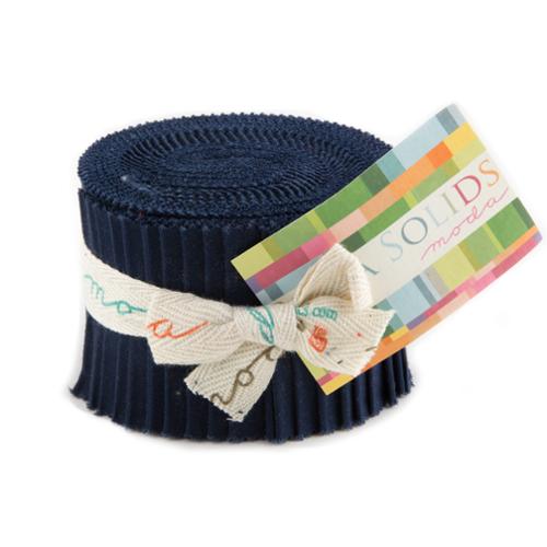 Navy Bella Solids Junior Jelly Roll (20 pieces) by Moda (9900JJR 20)