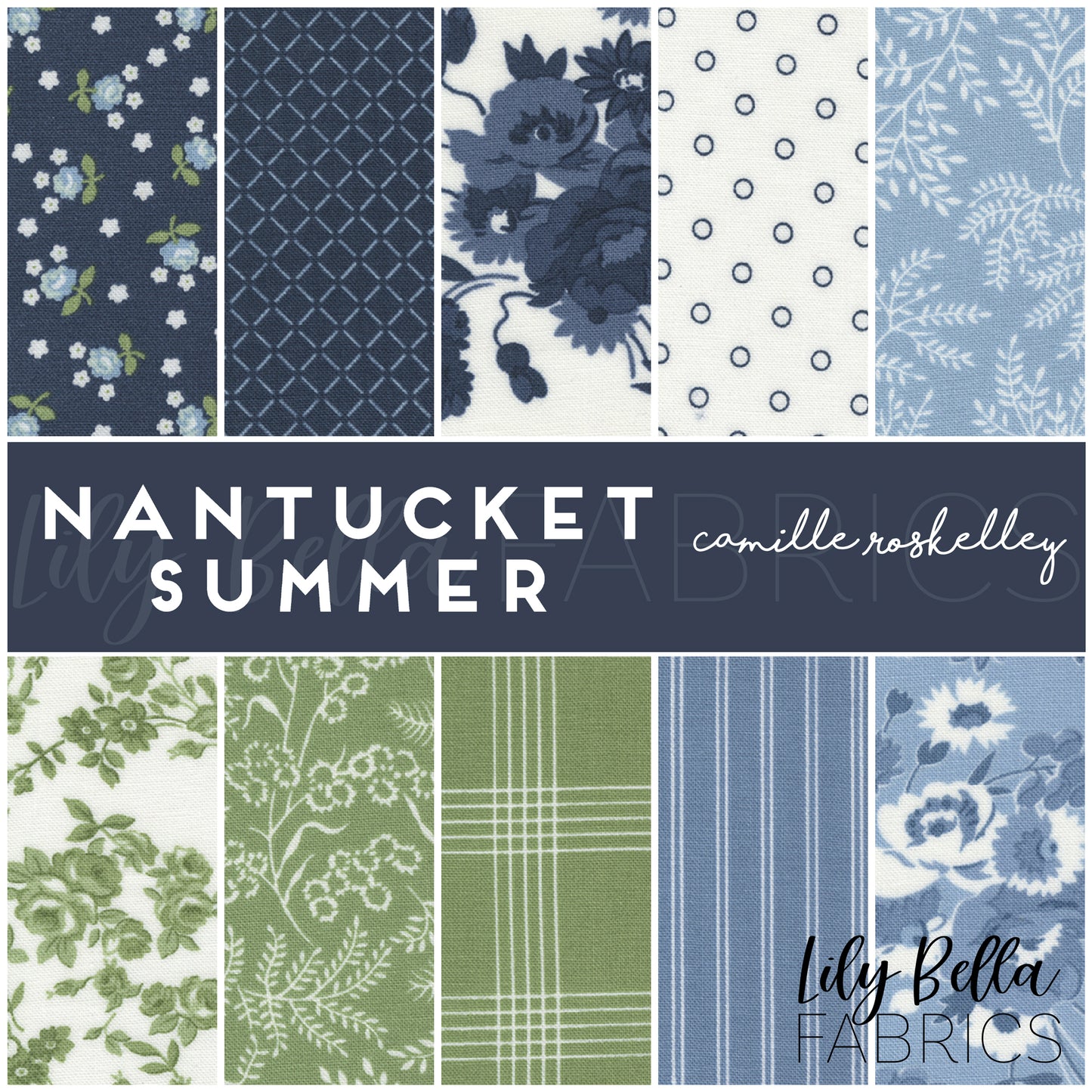 Nantucket Summer Fat Quarter Bundle #2 (10 pcs) by Camille Roskelley for Moda