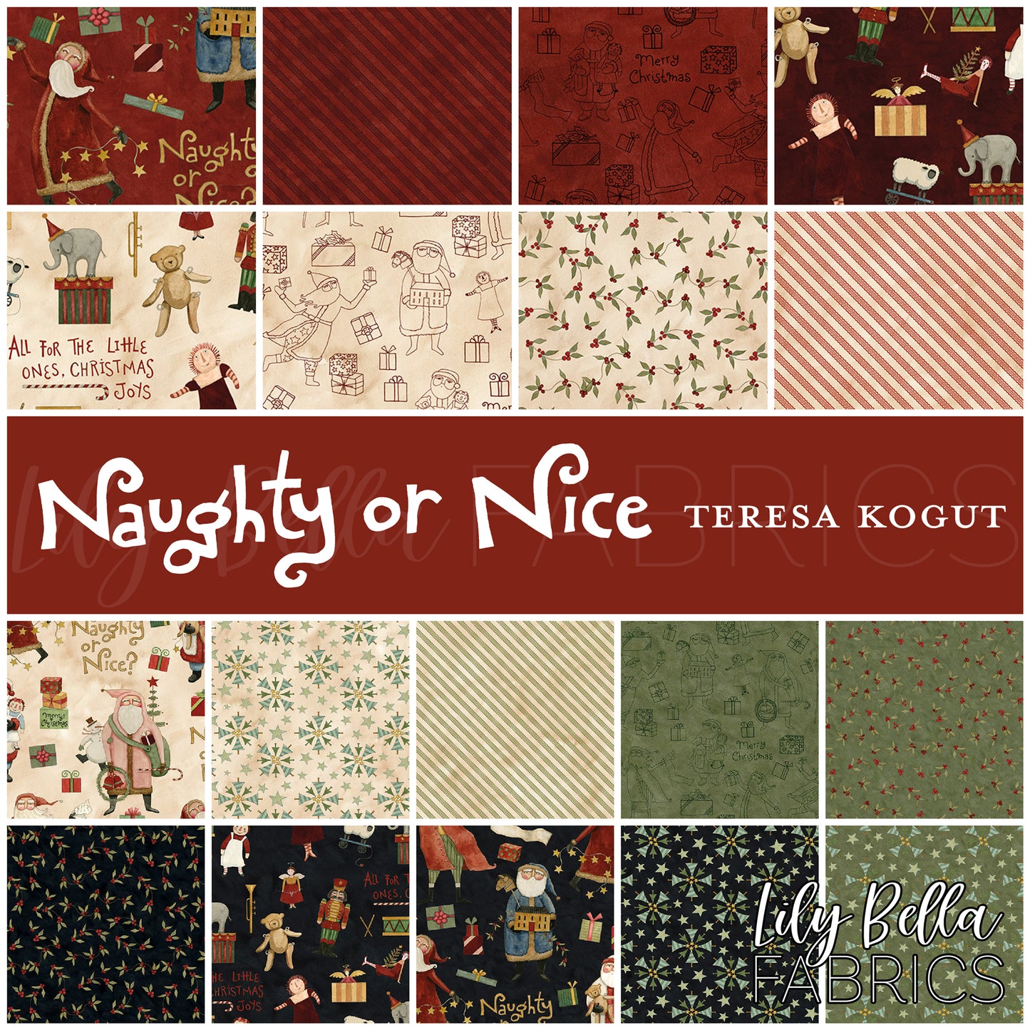 Naughty or Nice 10 Inch Stacker (42 pcs) by Teresa Kogut for Riley Blake Designs