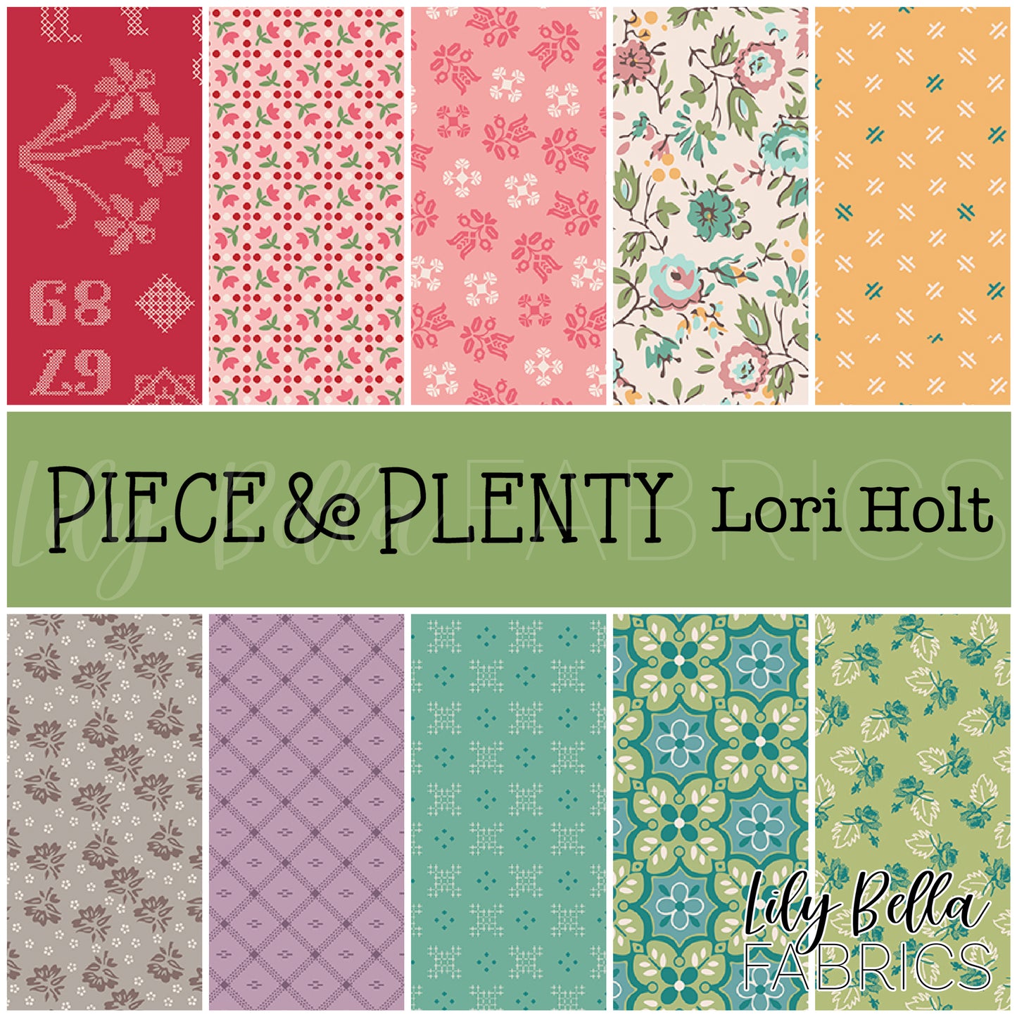 Piece and Plenty Fat Quarter Bundle (10 pcs) by Lori Holt for Riley Blake Designs