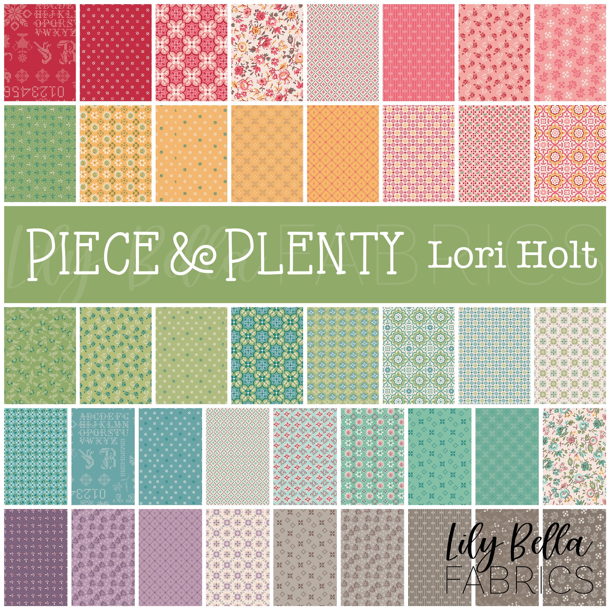 Piece and Plenty 10 Inch Stacker (42 pieces) by Lori Holt for Riley Blake Designs (10-15870-42)