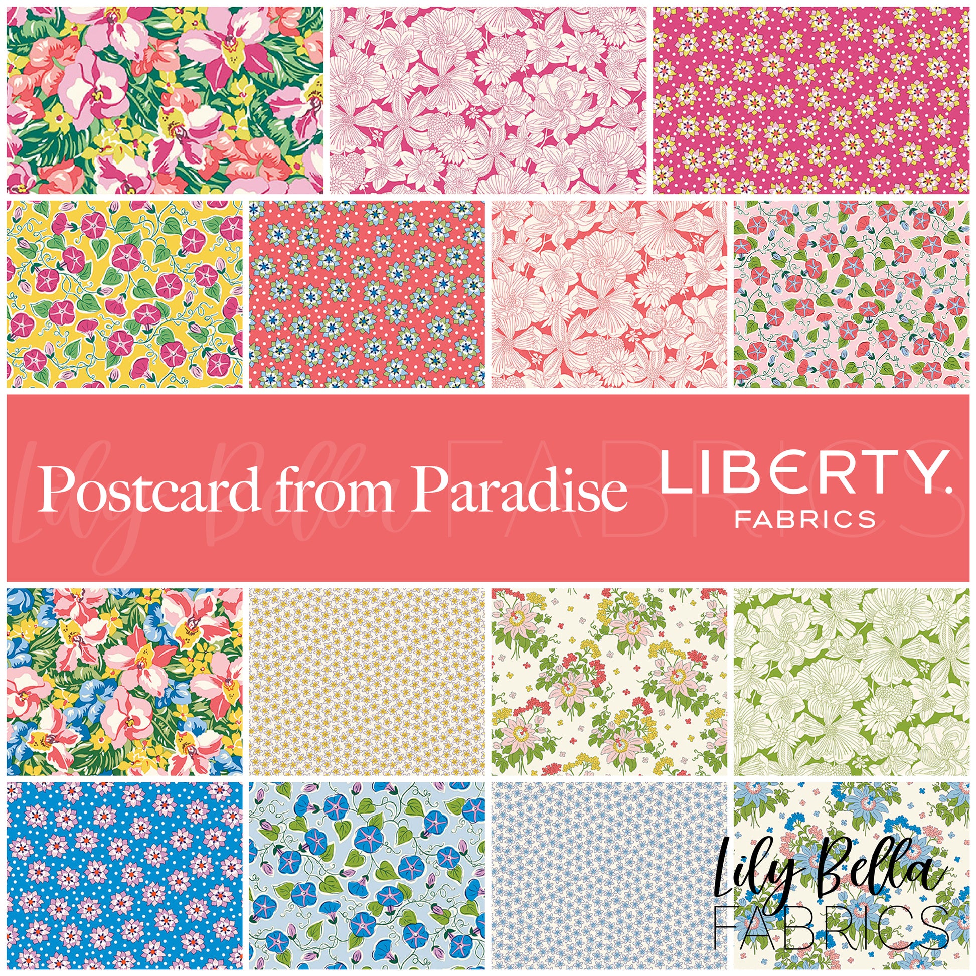 Postcard from Paradise Fabric Collection by Liberty Fabrics for Riley Blake Designs at Lily Bella Fabrics