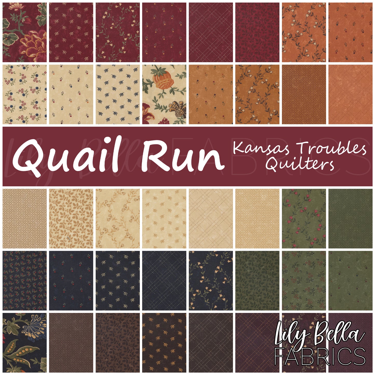 Quail Run Fat Eighth Bundle (40 pcs) by Kansas Troubles Quilters for Moda