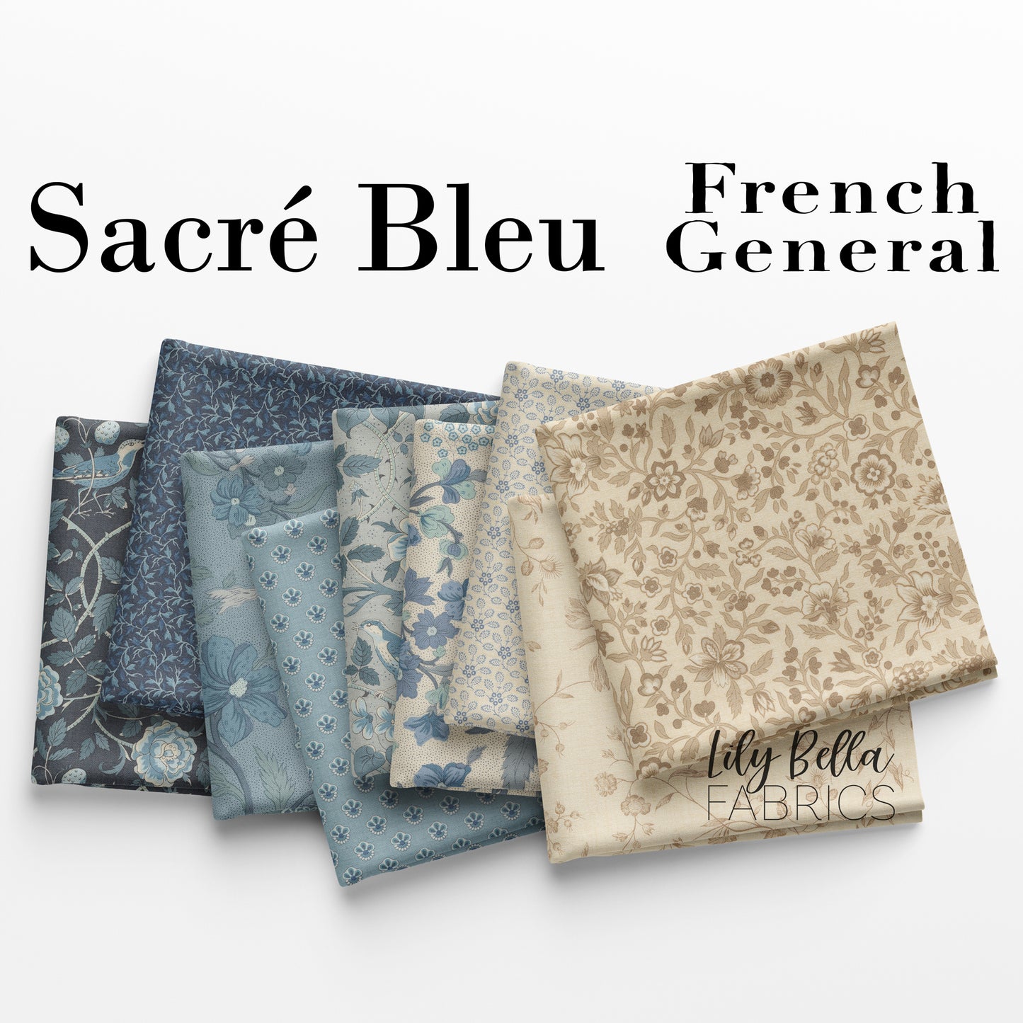 Sacré Bleu Fat Quarter Bundle (9 pcs) by French General for Moda
