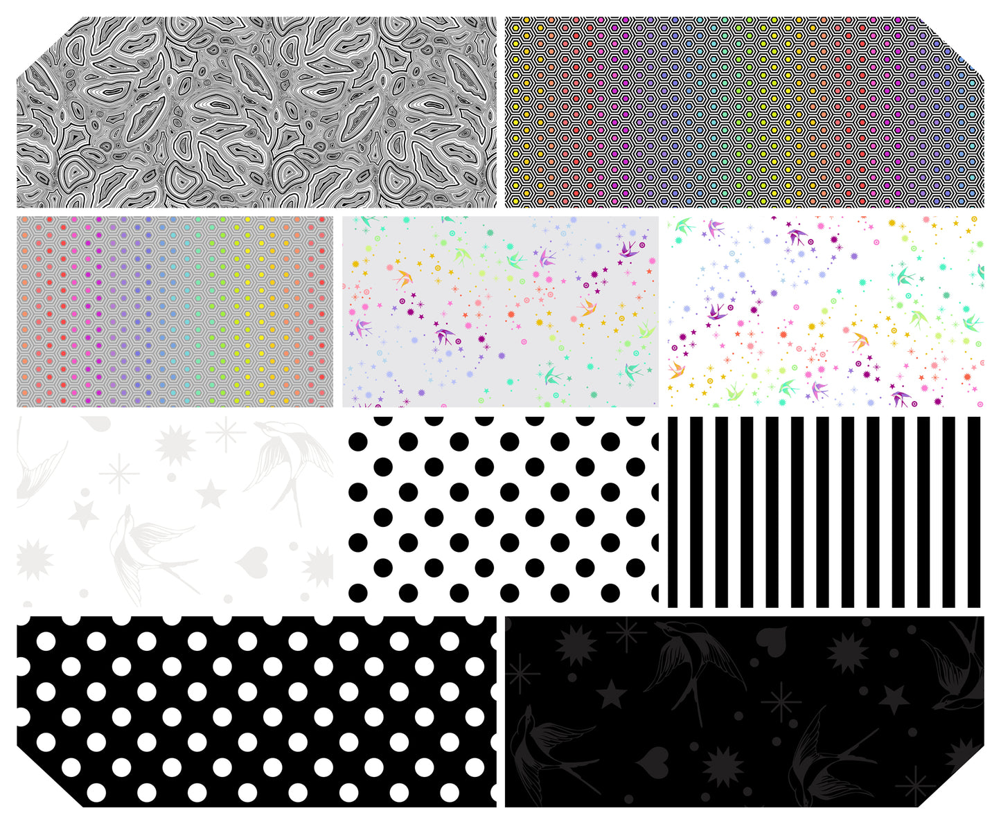 True Colors - Graphite Fat Quarter Bundle (10 pieces) by Tula Pink for FreeSpirit (FB4FQTP.GRAPHITE)