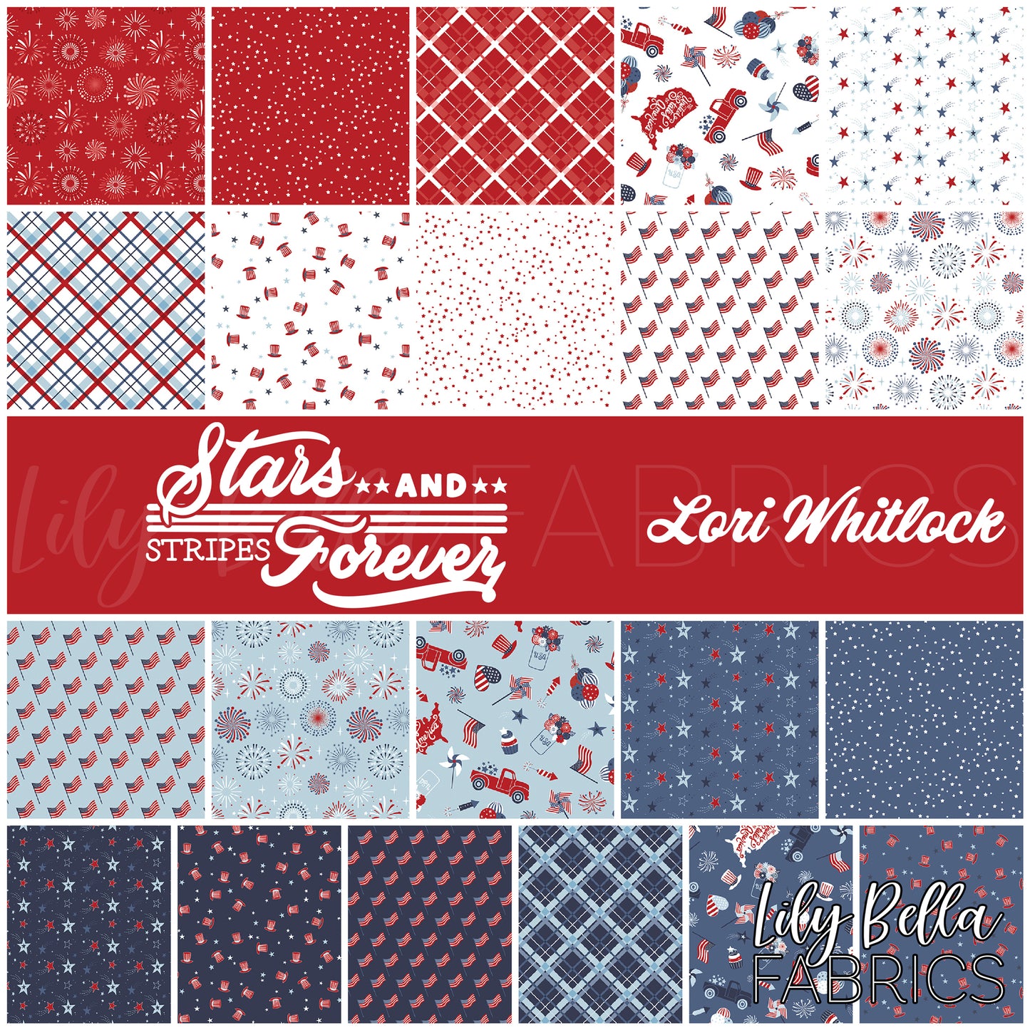 Stars and Stripes Forever Rolie Polie (40 pcs) by Lori Whitlock for Riley Blake Designs