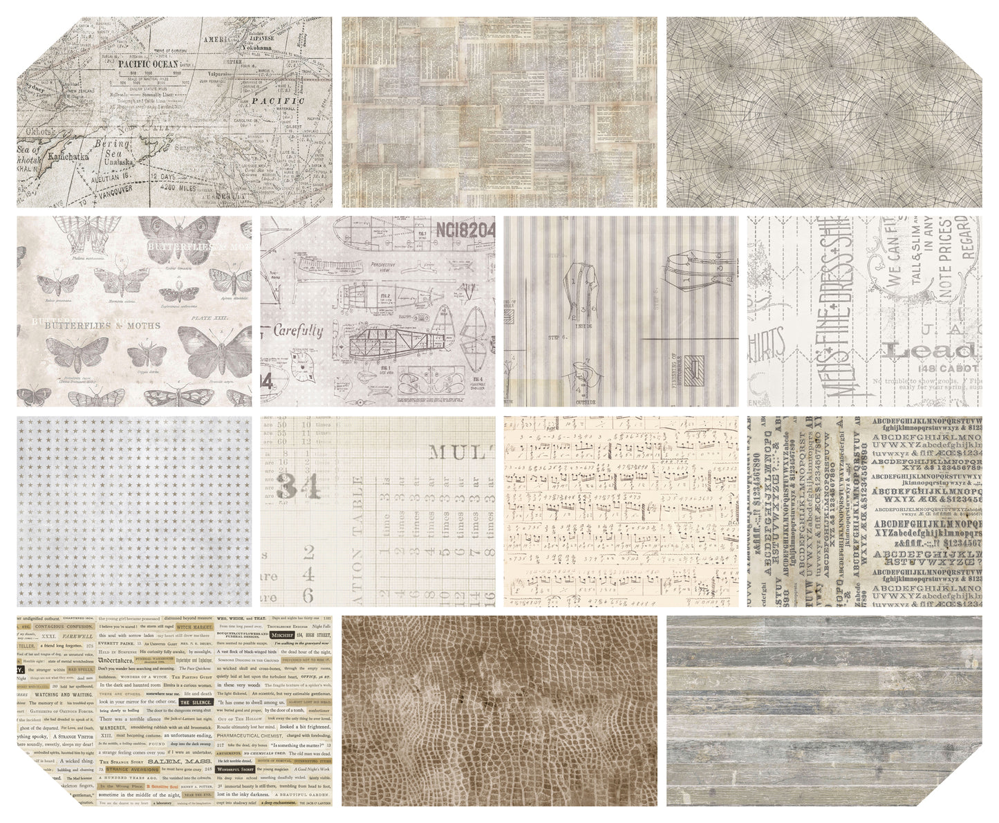 Foundations Low Volume Fat Quarter Bundle (14 pieces) by Tim Holtz Eclectic Elements for FreeSpirit (FB4FQTH.LOWVOL)
