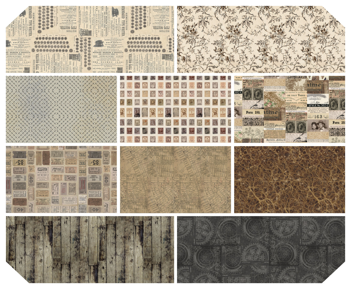 Eclectic Elements Palette: Neutral Fabric Collection by Tim Holtz Eclectic Elements for FreeSpirit at Lily Bella Fabrics
