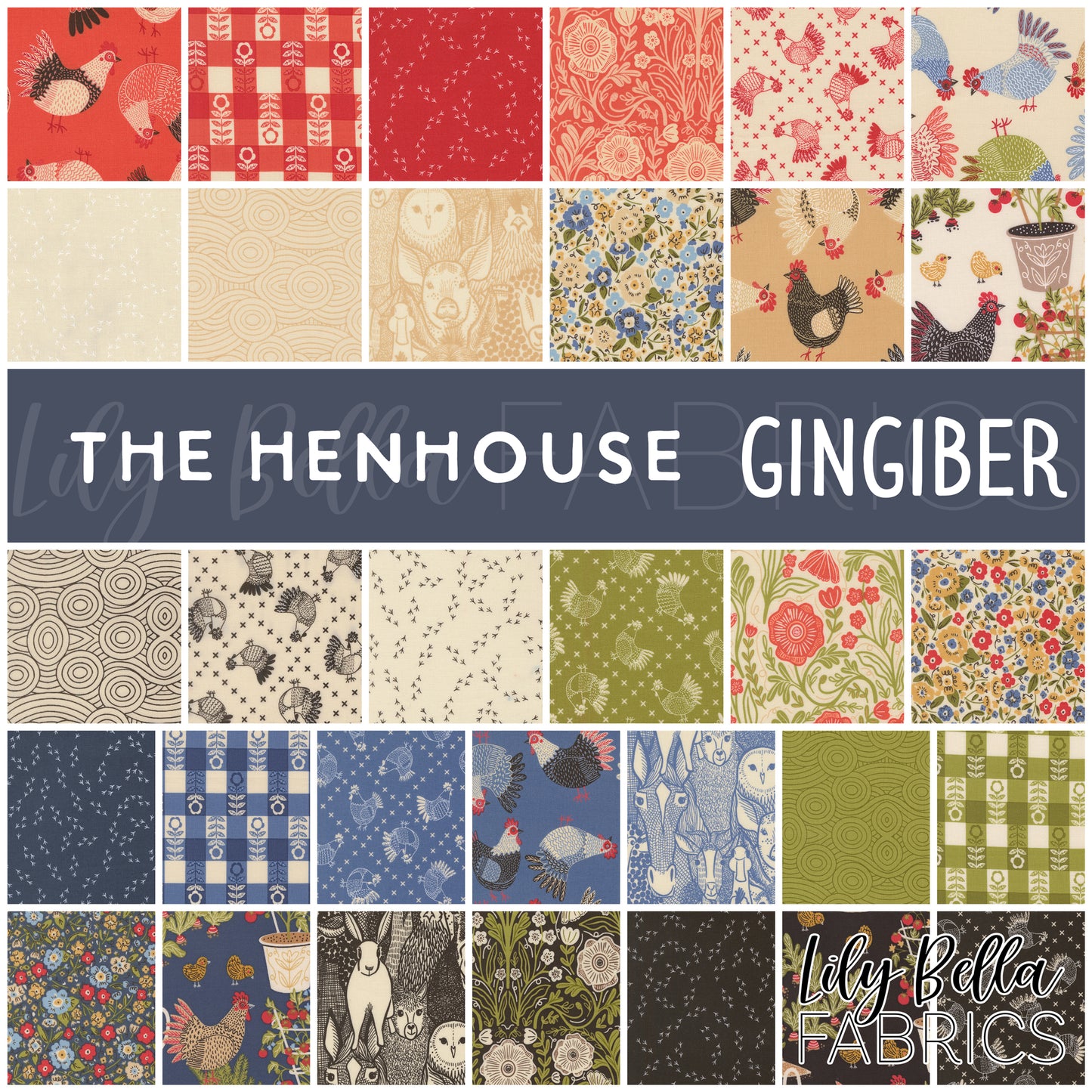 The Henhouse Jelly Roll (40 pcs) by Gingiber for Moda