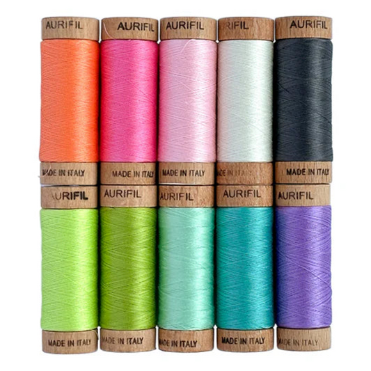80WT + Neon Thread Thread Kit (10 small spools) by Tula Pink for Aurifil (TP80UD10)