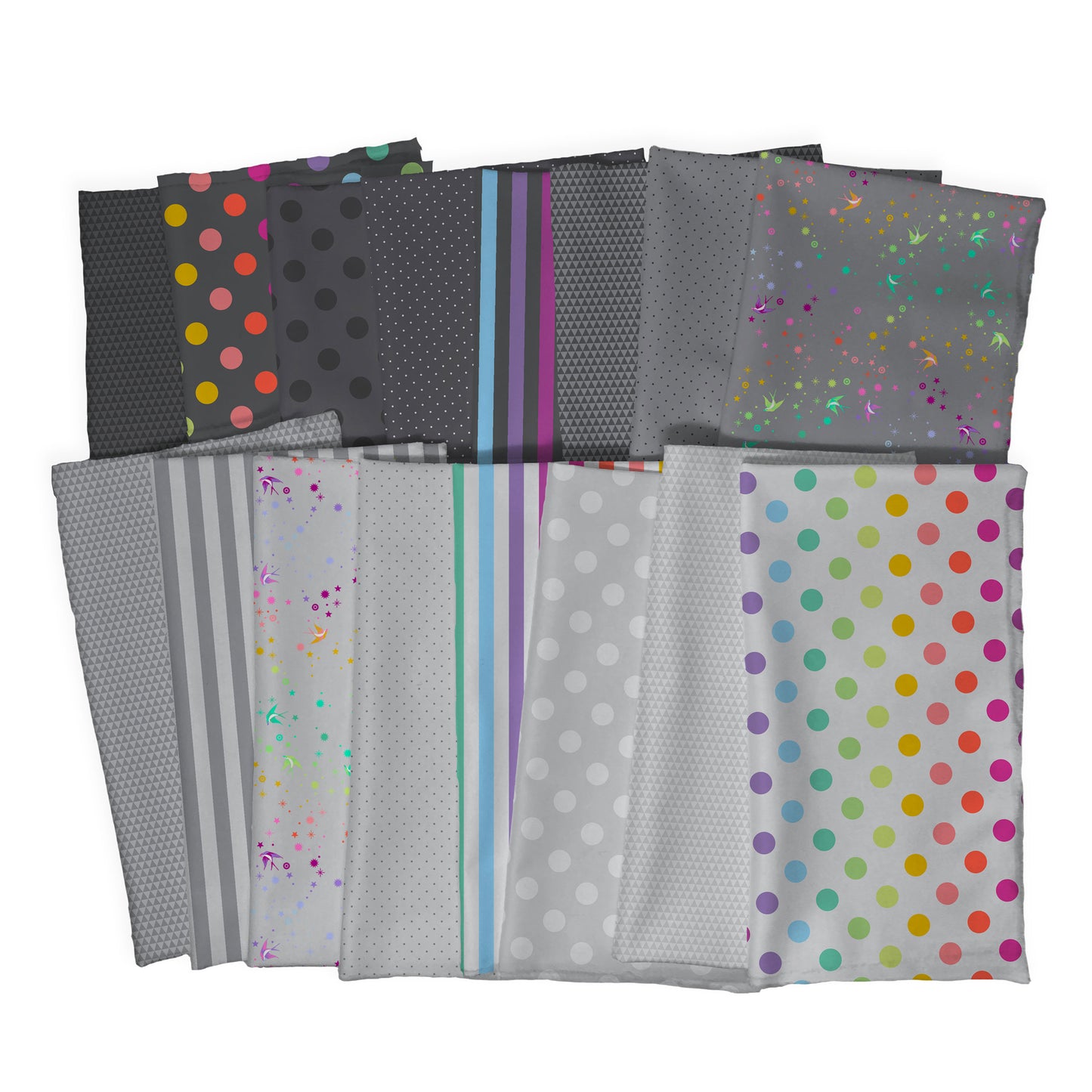 True Colors - Graywork Fat Eighth Bundle (16 pcs) by Tula Pink for FreeSpirit