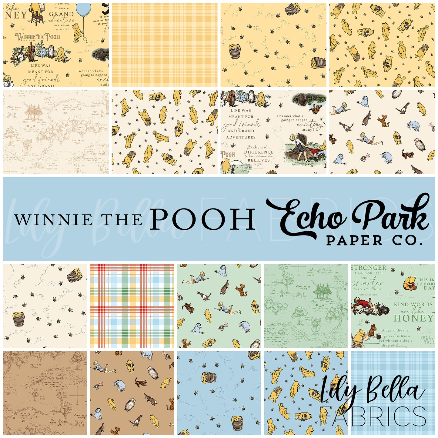 Winnie the Pooh Fat Quarter Bundle (18 pcs) by Echo Park Paper Co. for Riley Blake Designs