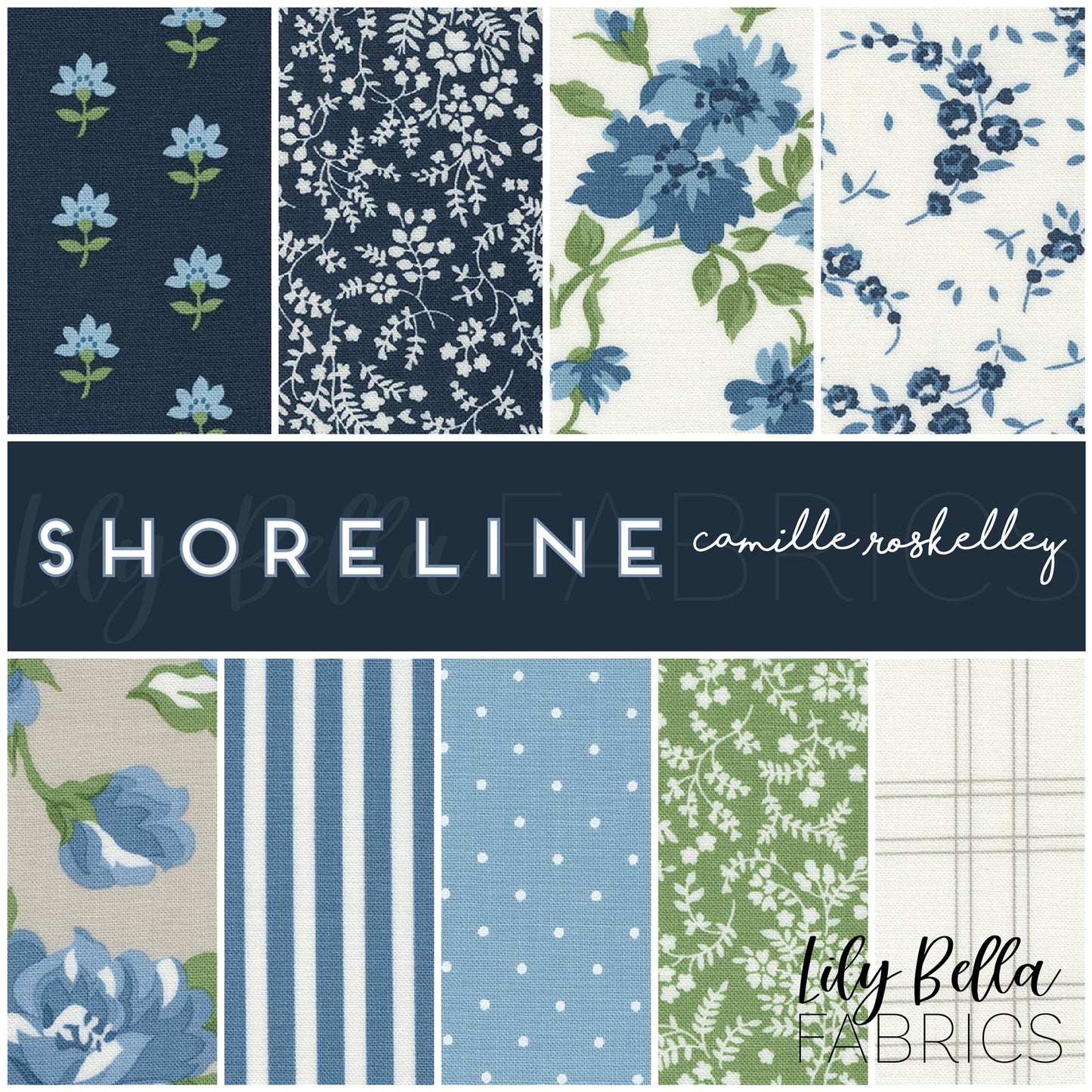 Cottage in Gray - 1/2 Yard - Shoreline by Camille Roskelley for Moda (55300 16)