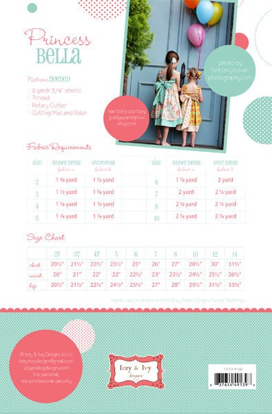 Princess Bella Dress or Top - Sewing Pattern - Izzy & Ivy Designs