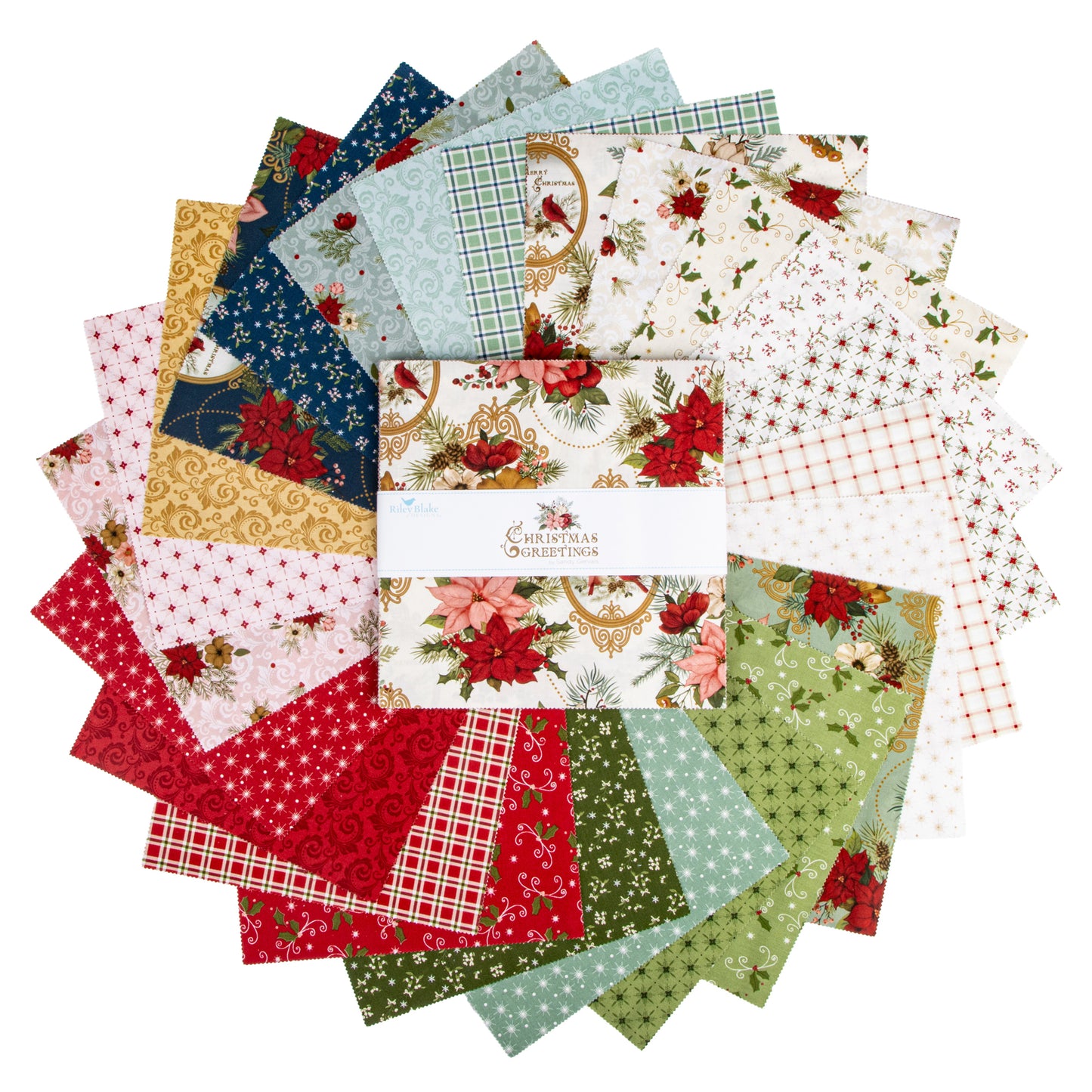 Christmas Greetings 10 Inch Stacker (42 pieces) by Sandy Gervais for Riley Blake Designs (10-17660-42)