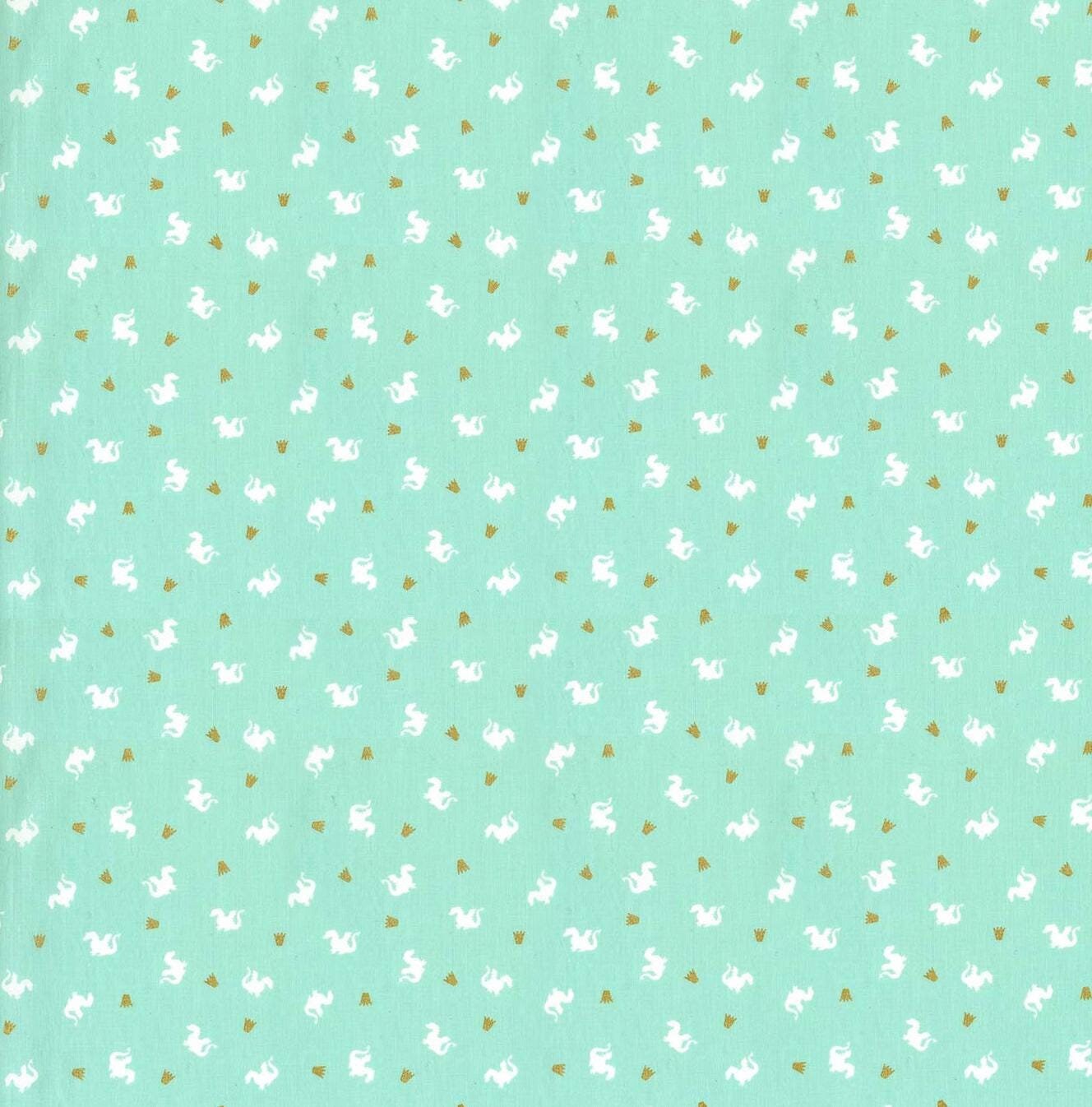 Baby Dragon in Turquoise Metallic - 1/2 Yard - Magic by Sarah Jane for Michael Miller