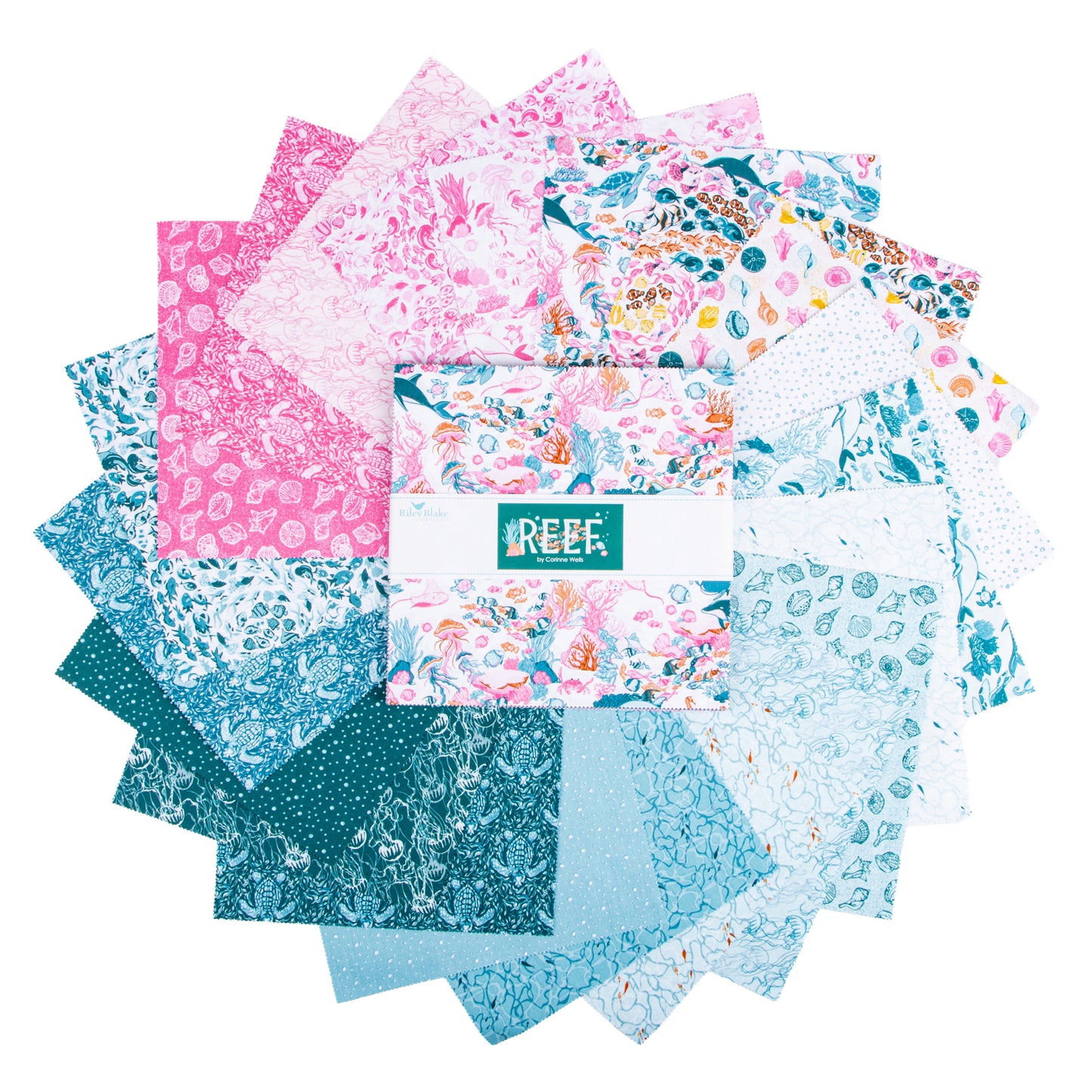 Reef 10 Inch Stacker (42 pieces) by Corinne Wells for Riley Blake Designs (10-17270-42)