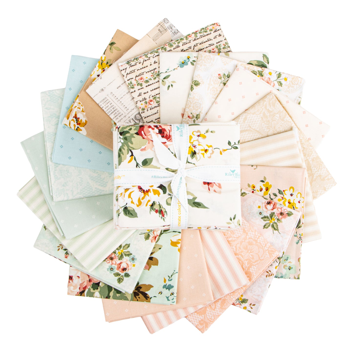 Rose and Violet's Bouquet des Fleurs Fat Quarter Bundle (19 pieces) by Miss Rose Sister Violet for Riley Blake Designs (FQ-17290-19)