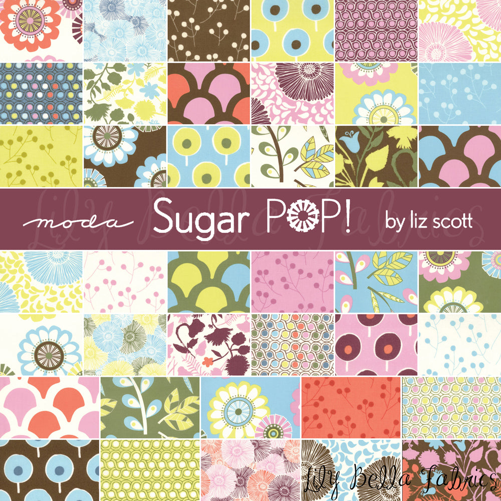 Painted Flowers in Cream Chartreuse - Fat Quarter - Sugar Pop by Liz Scott for Moda (18063 20)