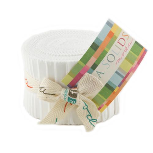 White Bella Solids Junior Jelly Roll (20 pieces) by for Moda (9900JJR 98)