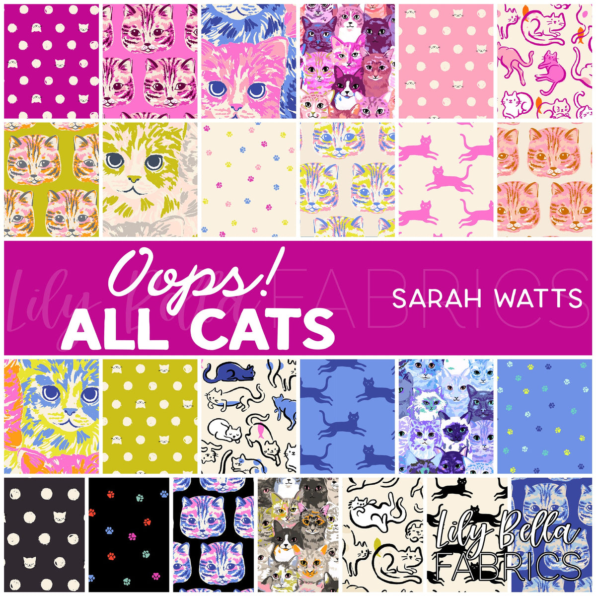 Oops! All Cats Fabric Collection by Sarah Watts for Ruby Star Society at Lily Bella Fabrics